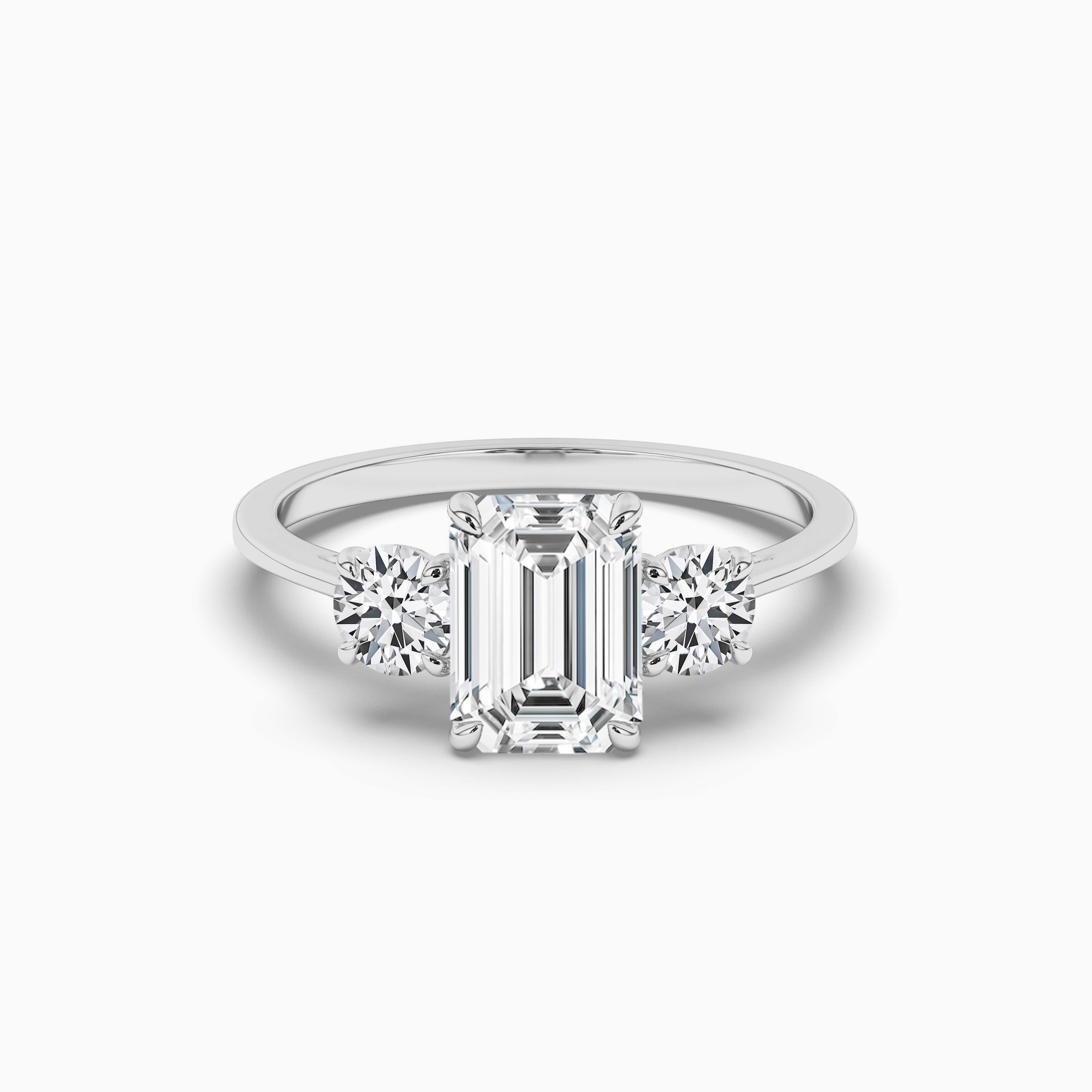 Emerald Cut Diamond Engagement Ring White Gold