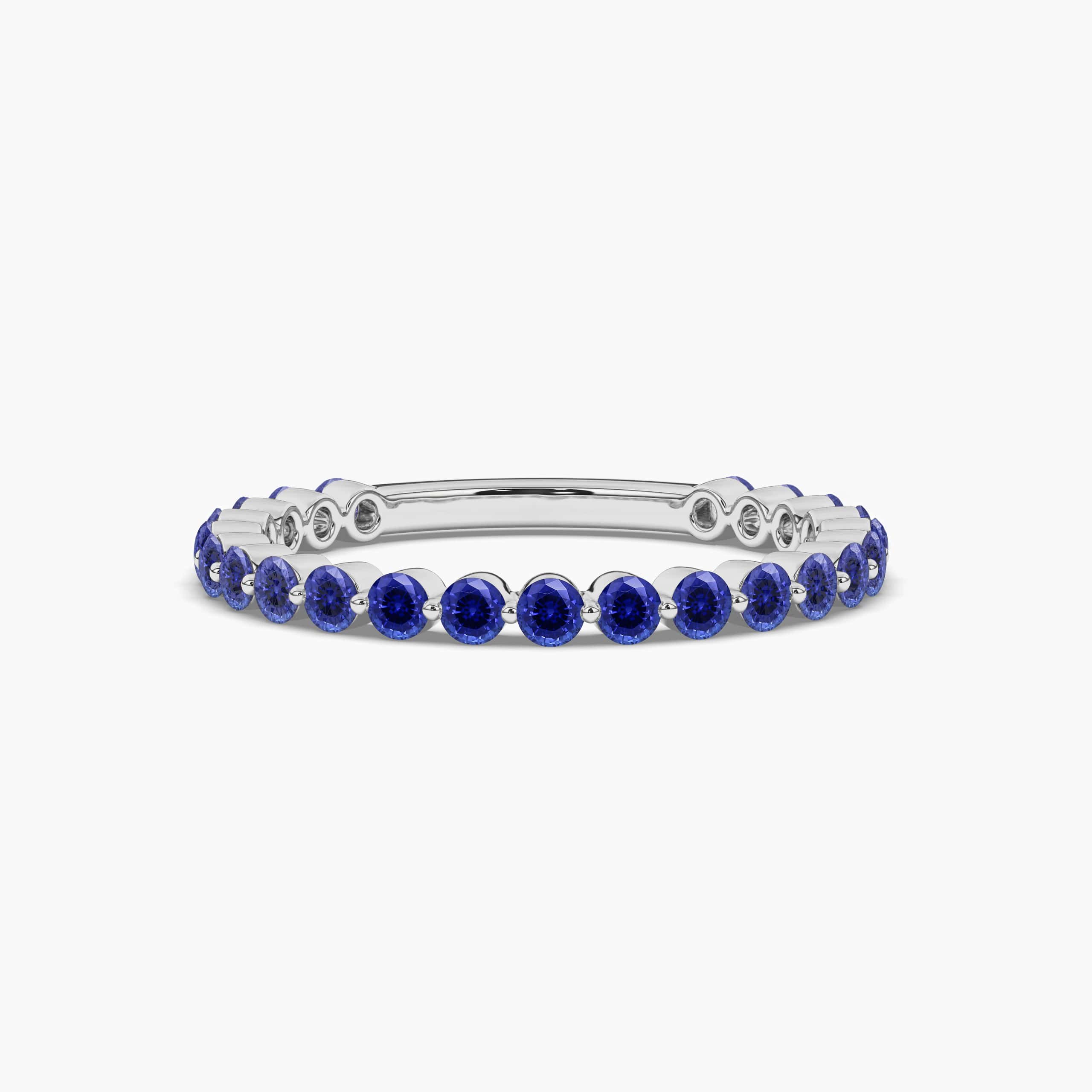 WHITE GOLD ROUND BLUE SAPPHIRE ETERNITY BAND