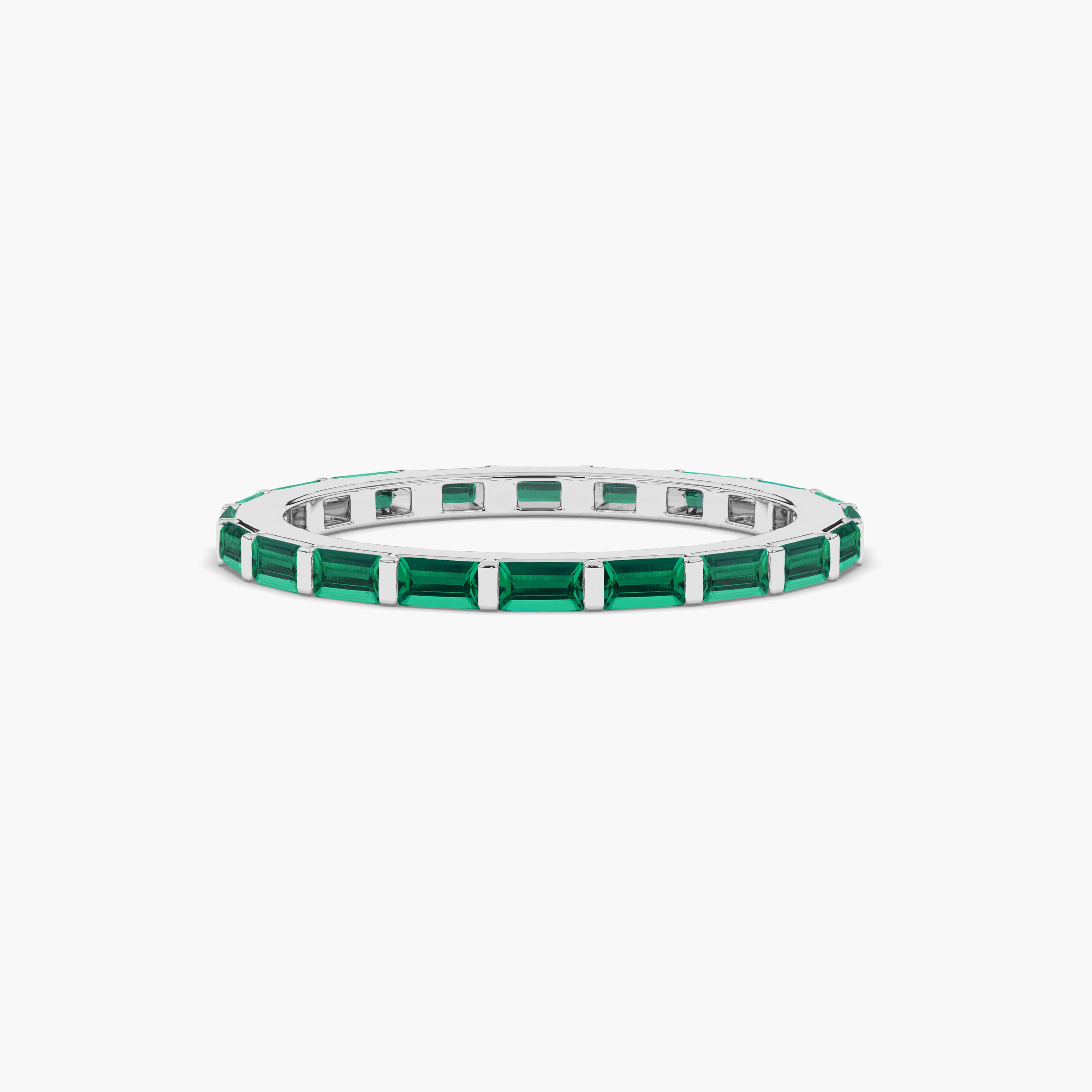 white gold emerald baguette full eternity band