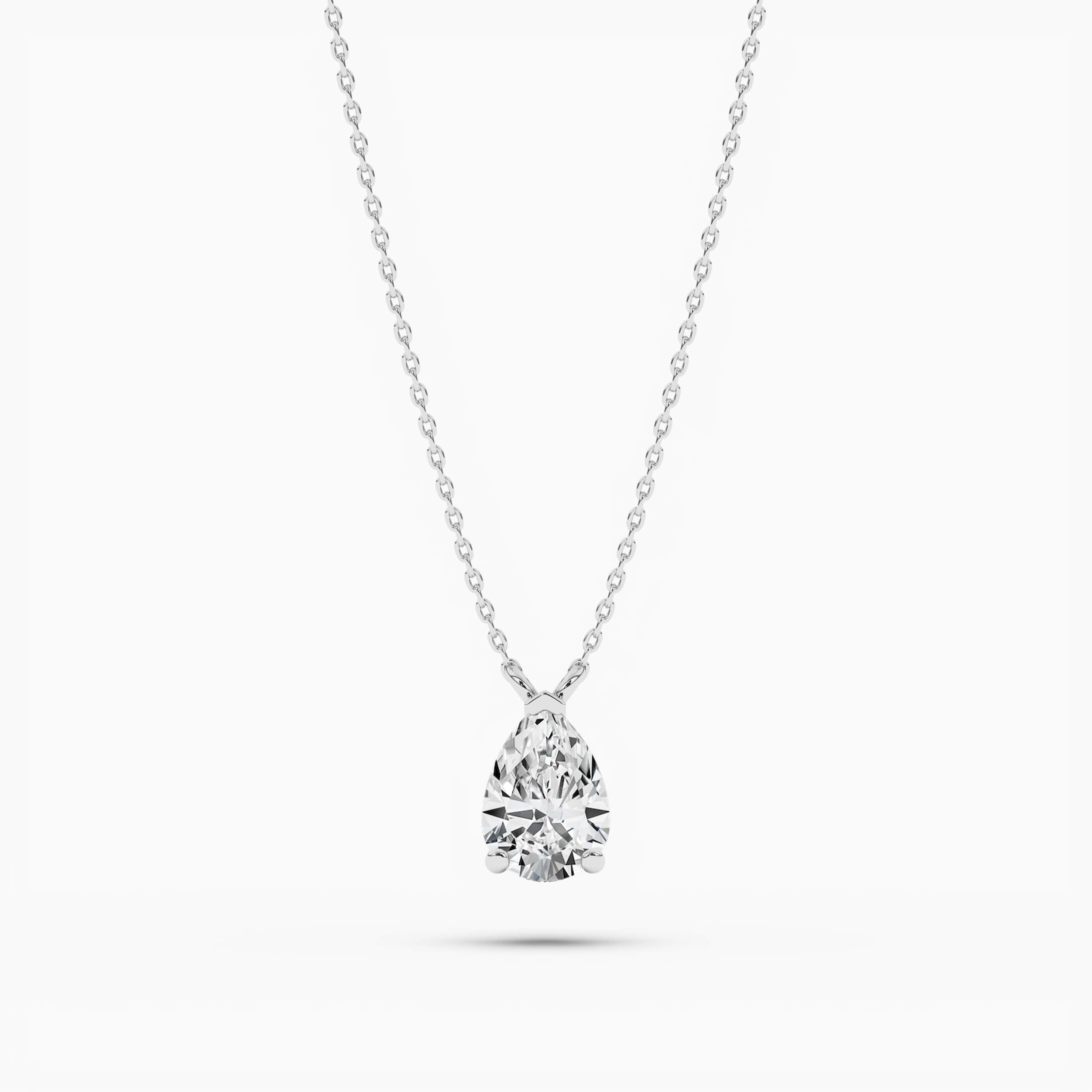 Pear Shaped Diamond Solitaire Pendant in White  Gold