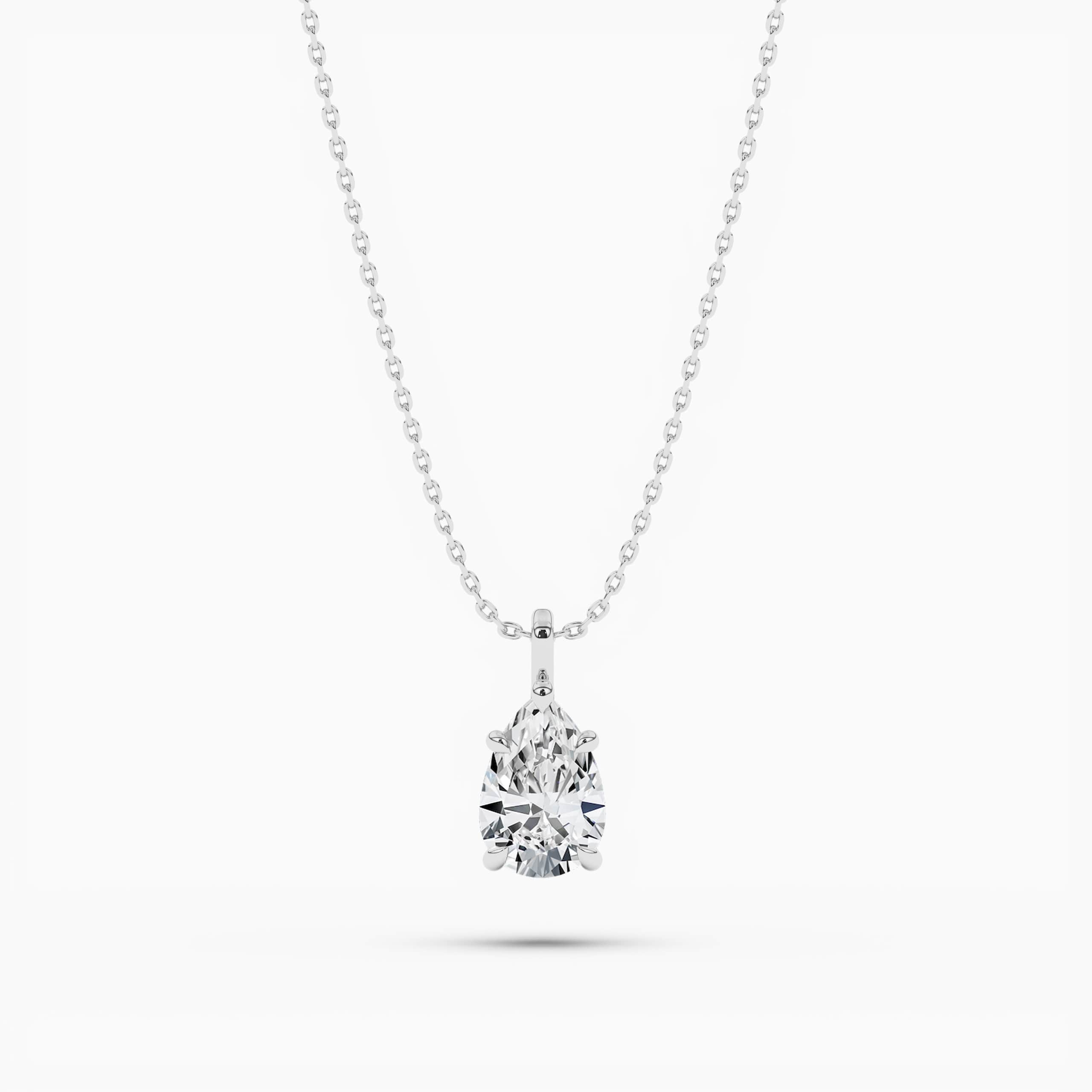 PEAR DIAMOND PENDANT NECKLACE WHITE  GOLD