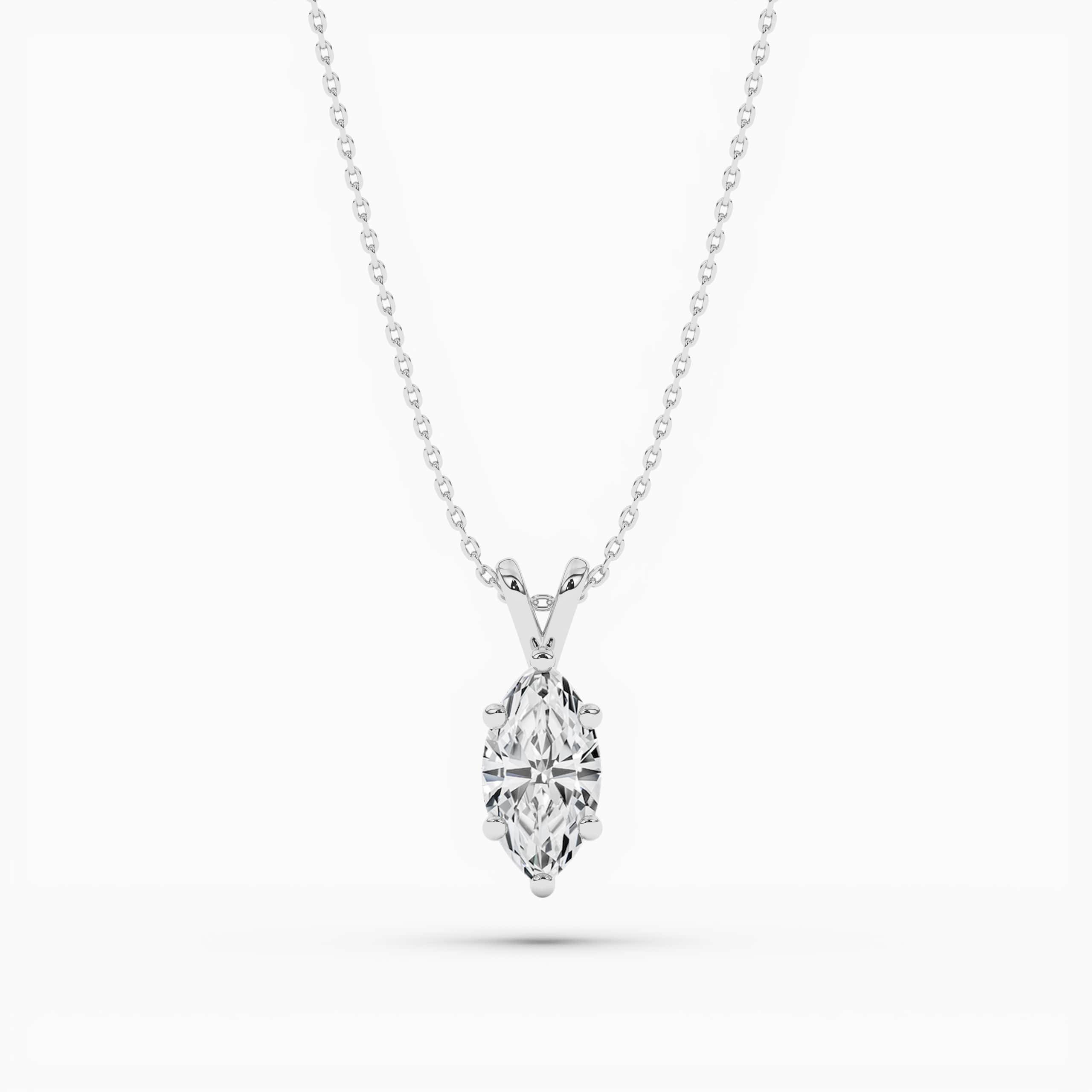 Marquise Diamond Solitaire Necklace White Gold