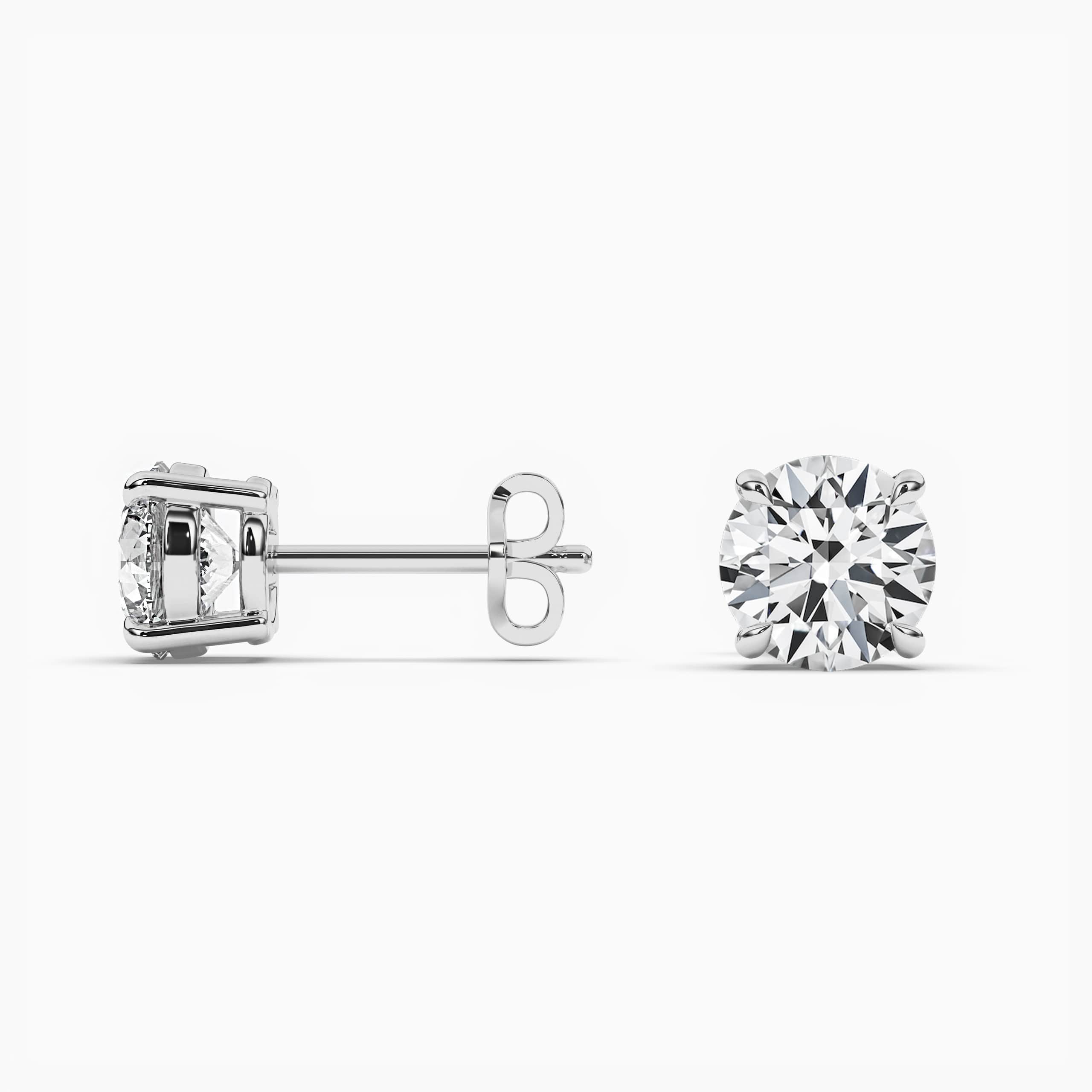 Round Shape Push Back Diamonds Earrings