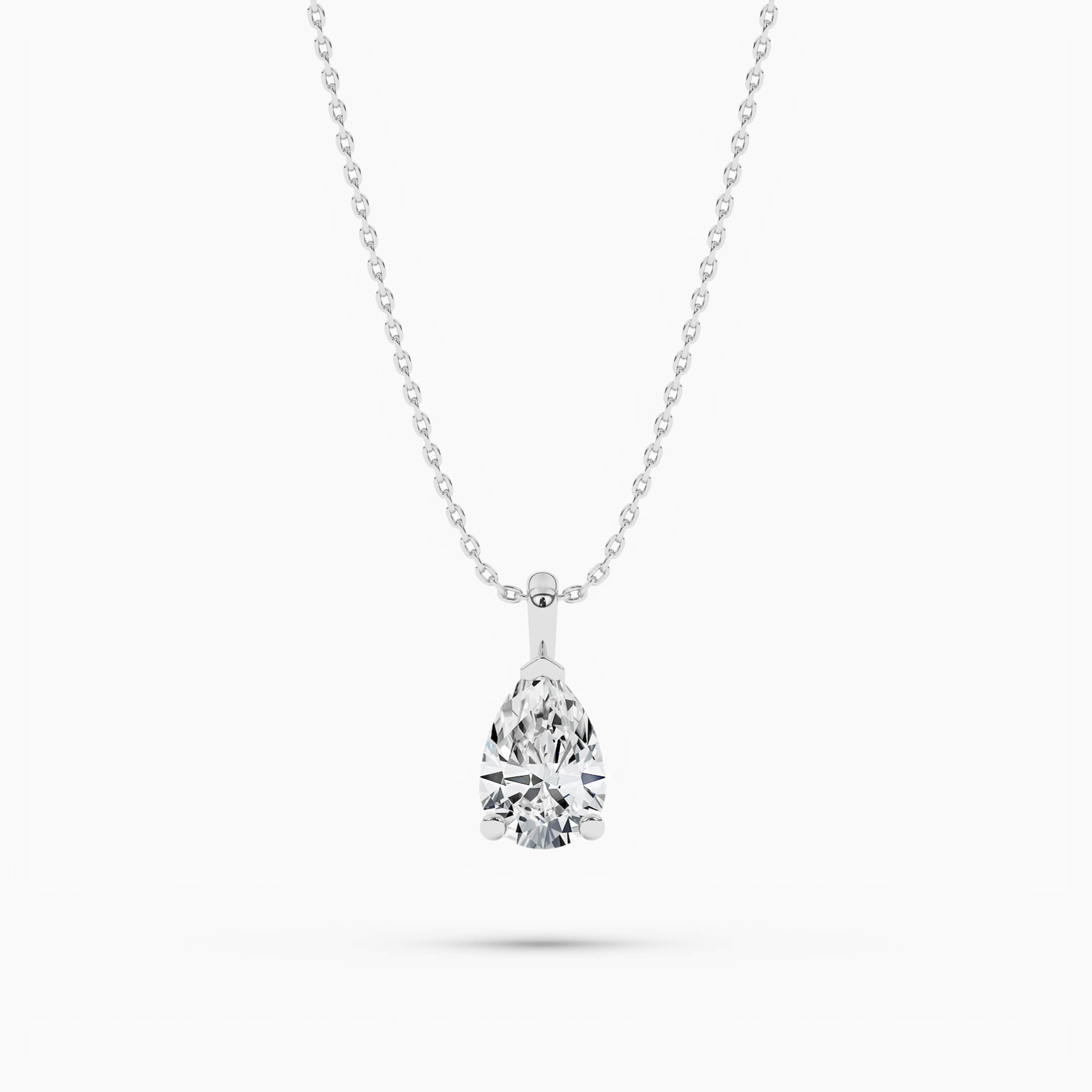 Pear Cut Diamond Pendant Necklace White Gold