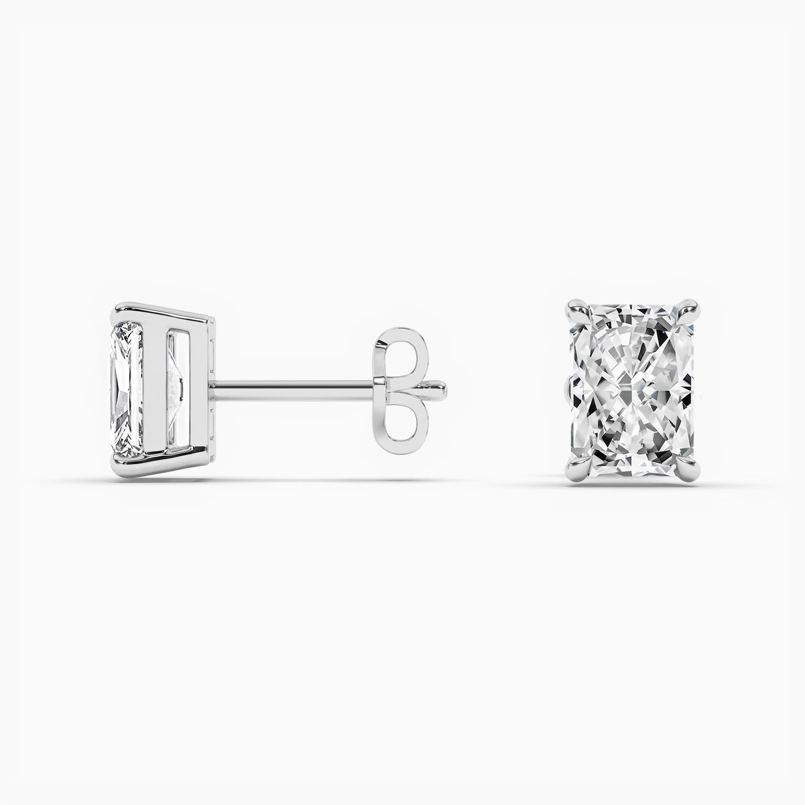 Radiant Diamond Basket Stud Earring White Gold