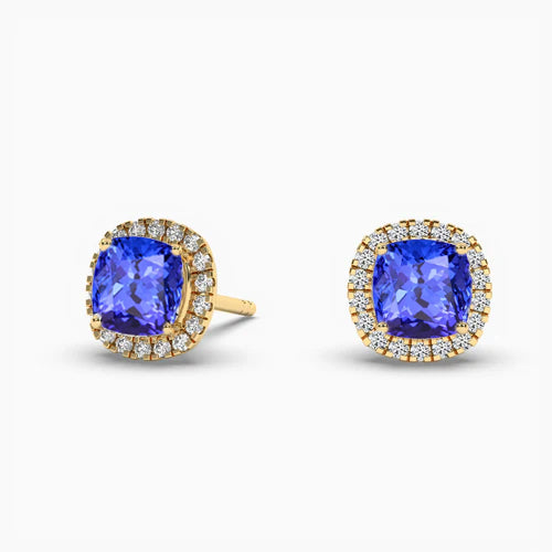 tanzanite halo stud earrings