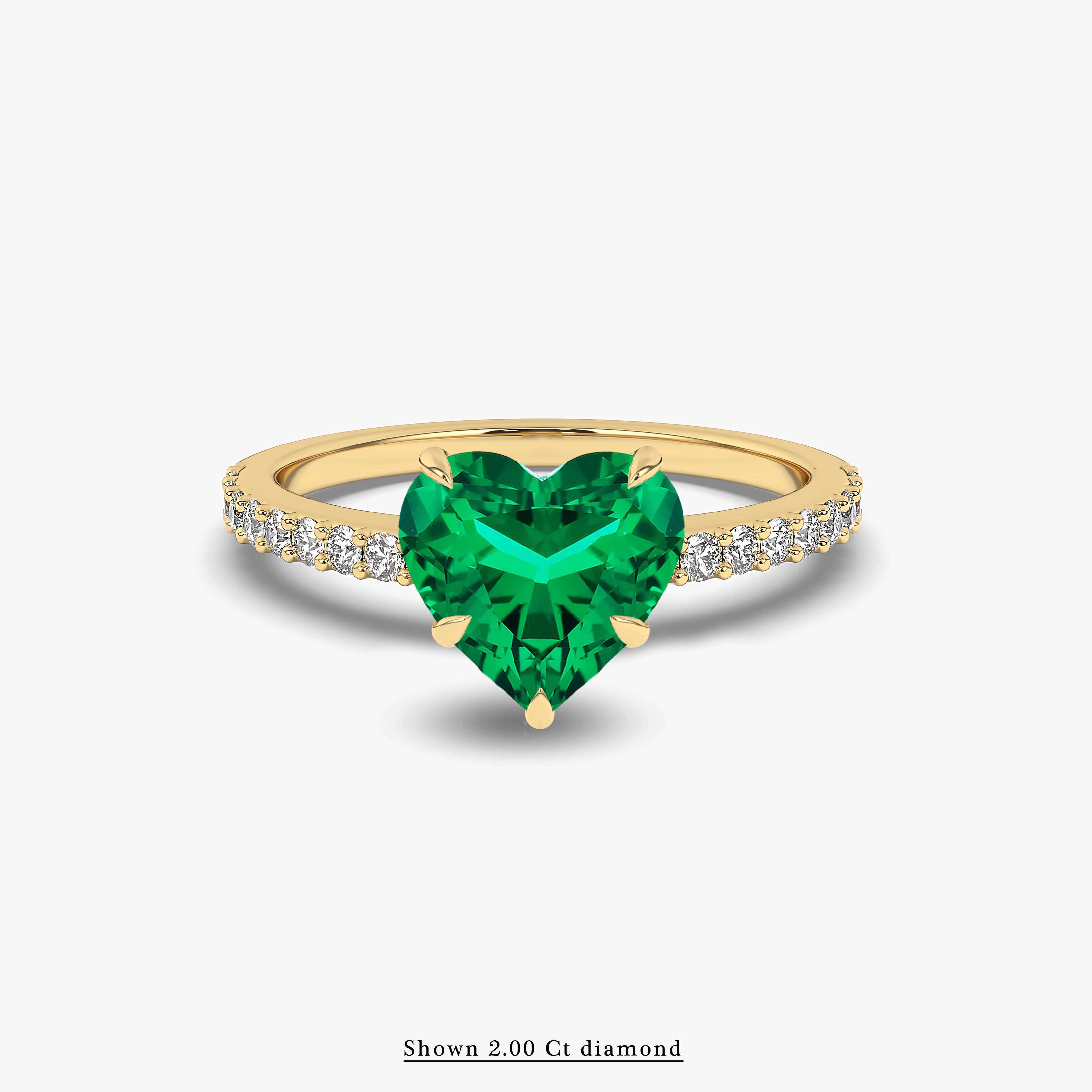 Emerald Heart and Diamond Pave Engagement Ring