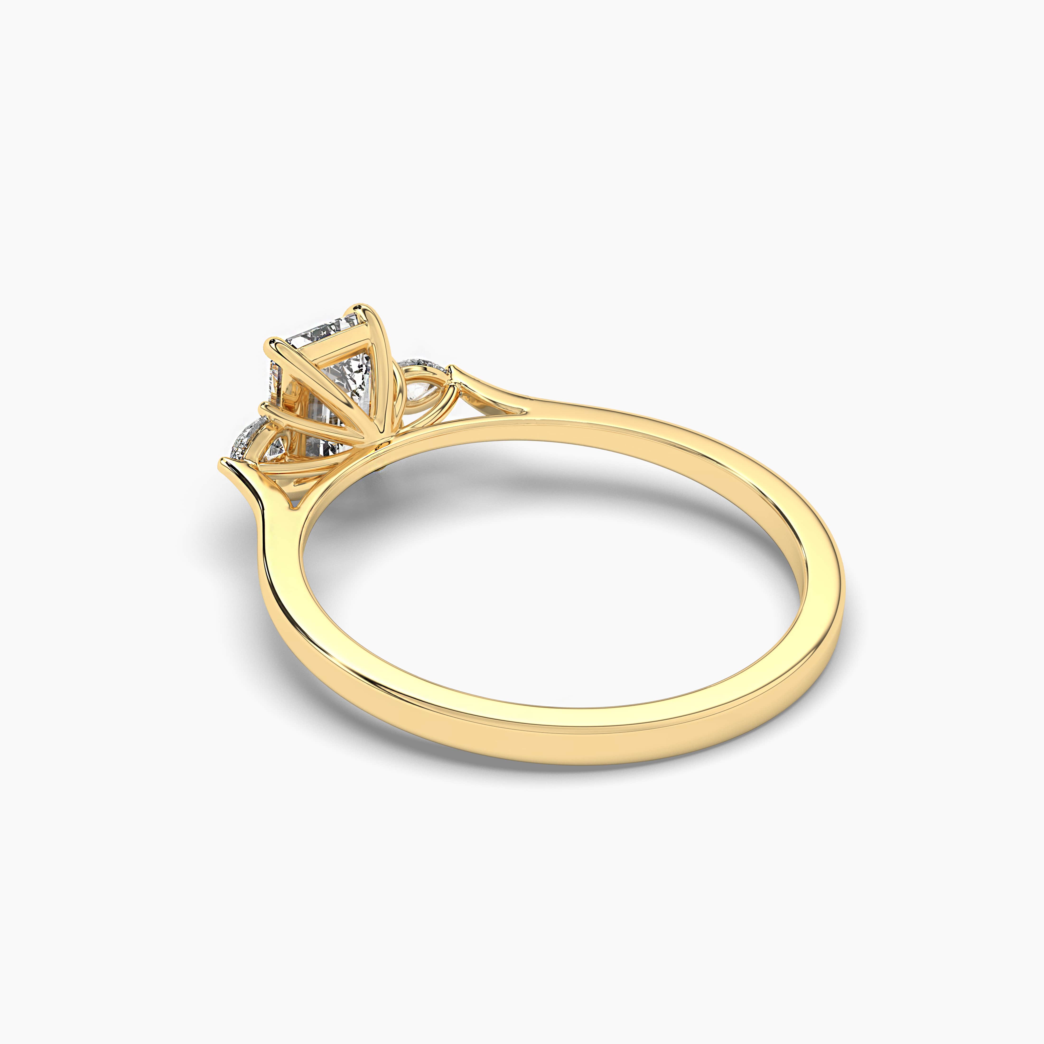 Side Stone Emerald Cut Diamond Engagement Ring