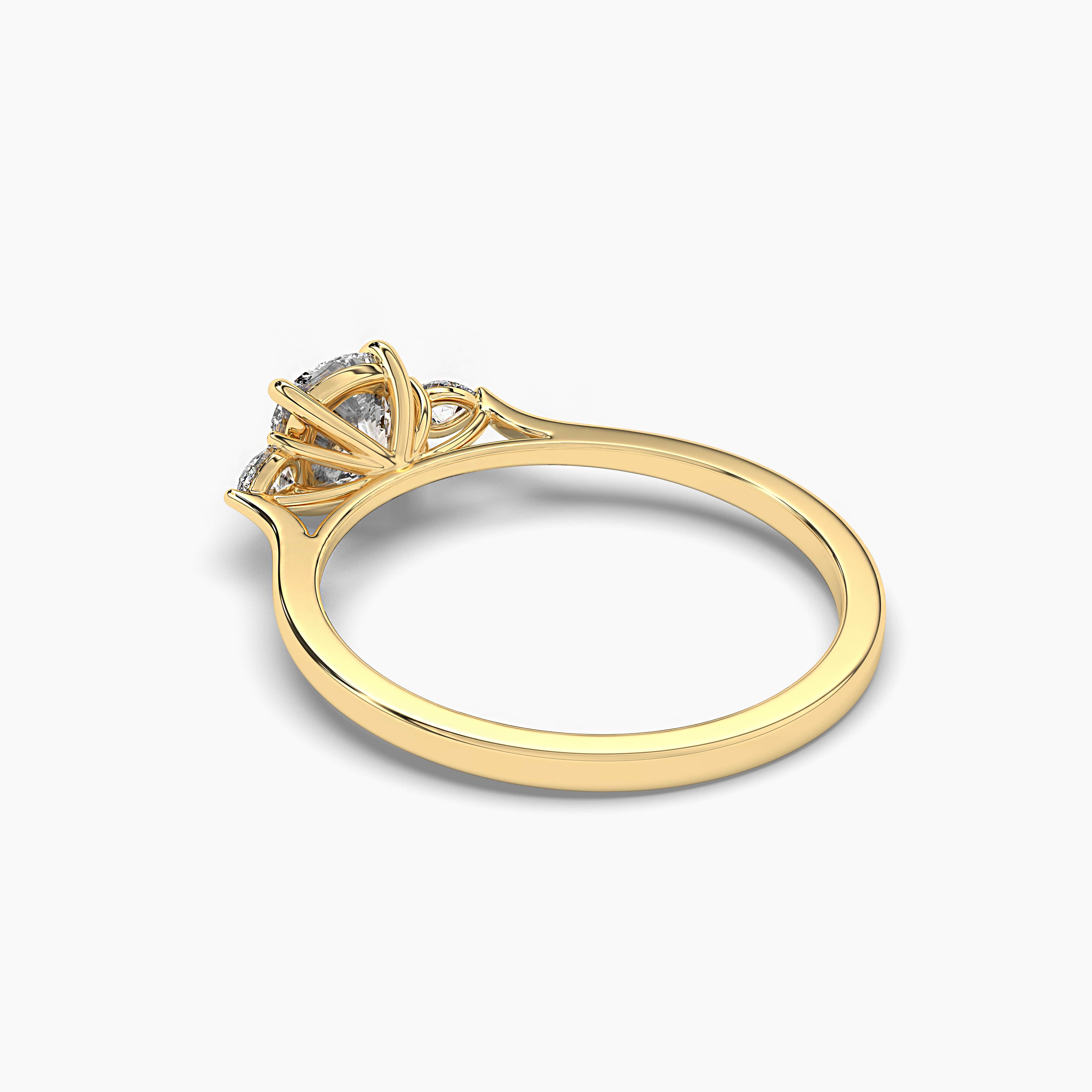 Yellow Gold Cushion Halo Round Diamond Engagement Ring