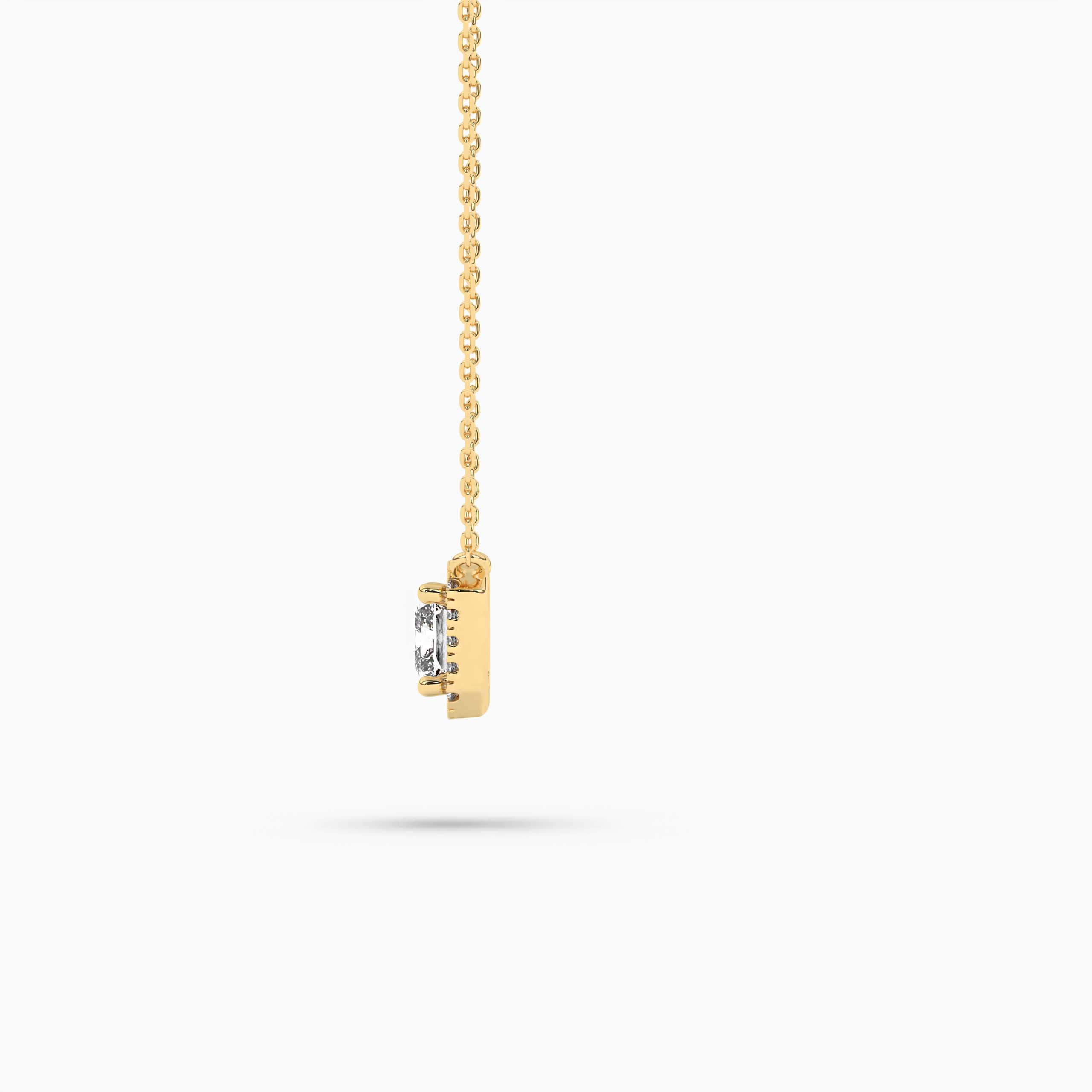 RADIANT CUT DIAMOND SOLITAIRE PENDANT IN YELLOW GOLD