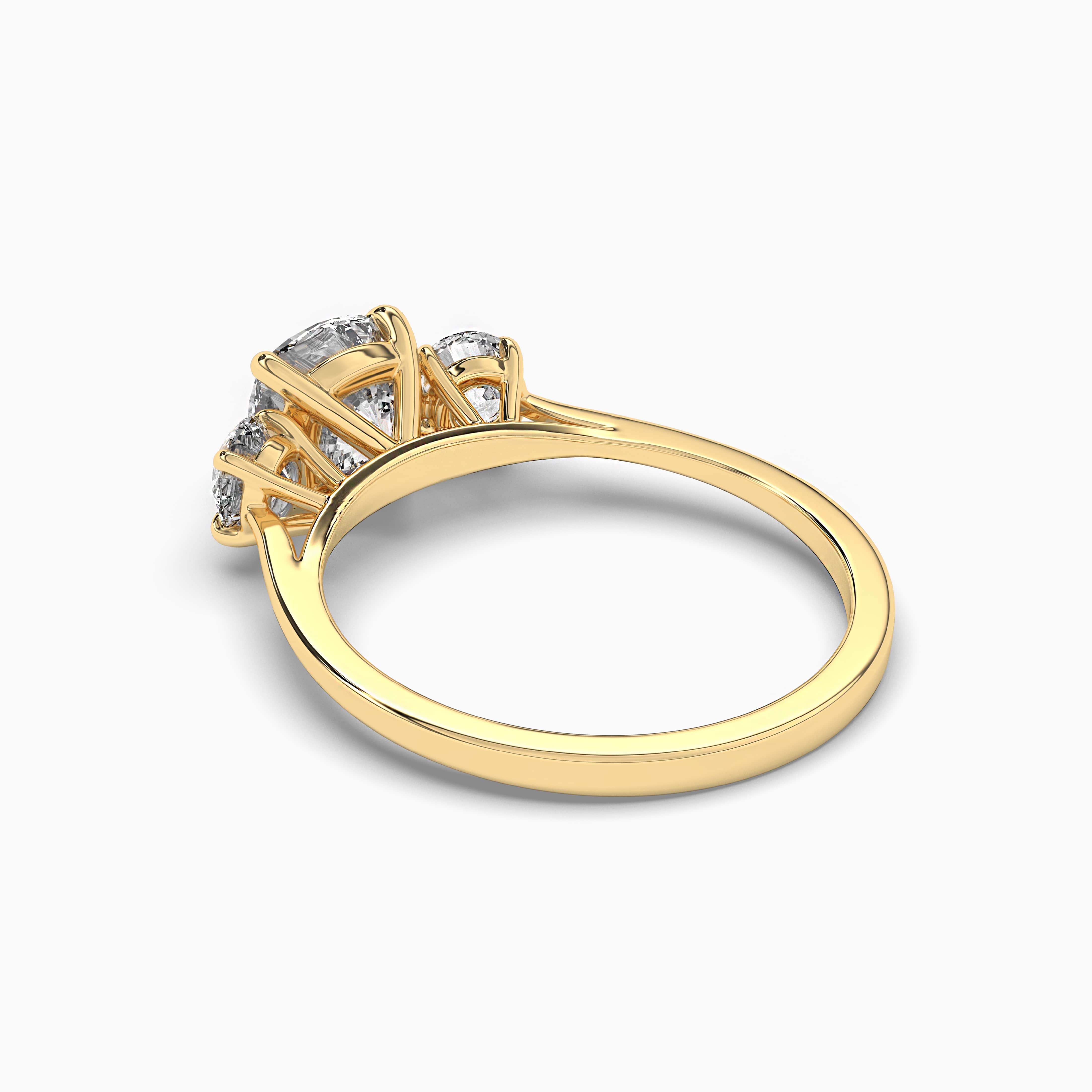YELLOW GOLD SIDE STONE ENGAGEMENT RING