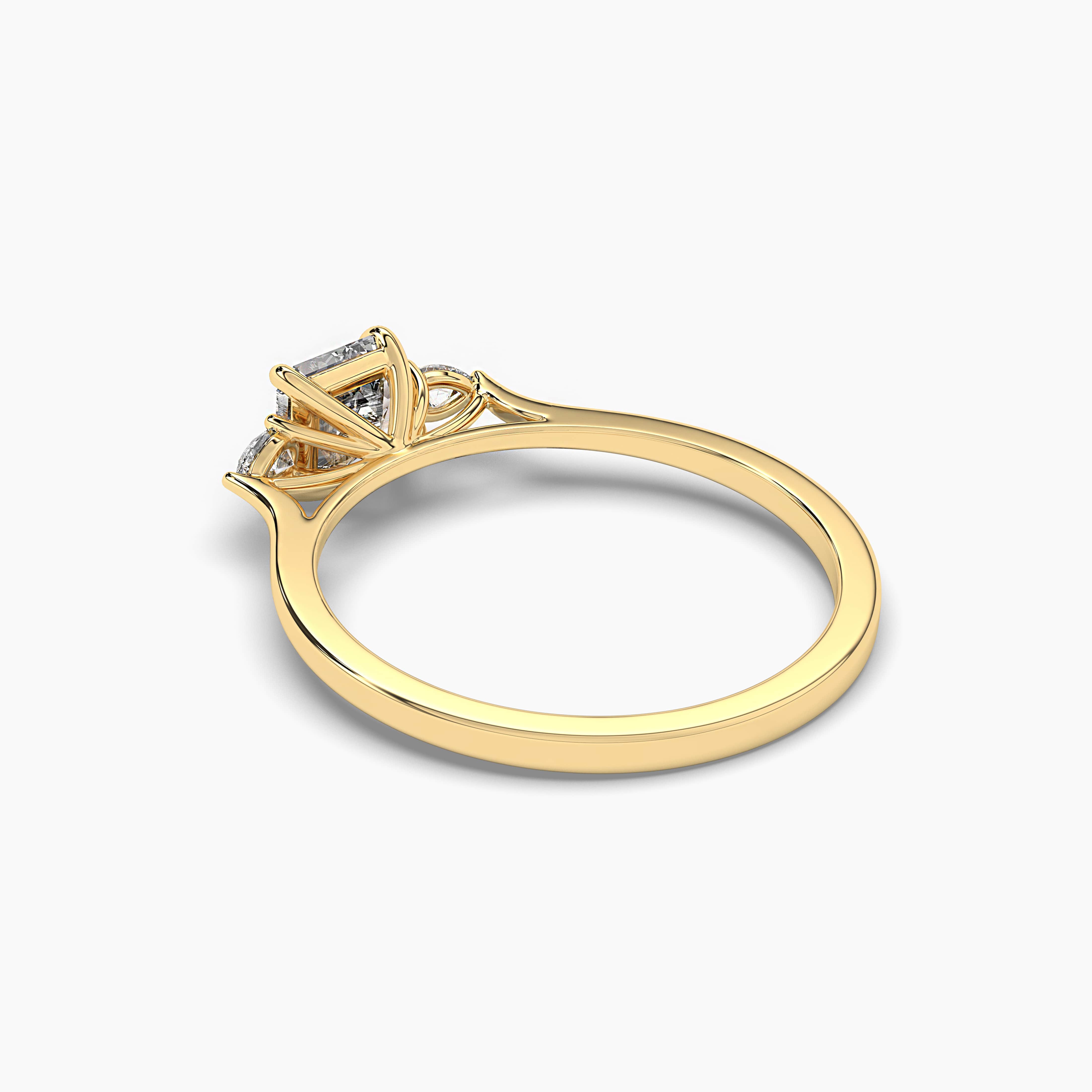 Yellow Gold Solitaire Asscher Diamond Engagement Ring