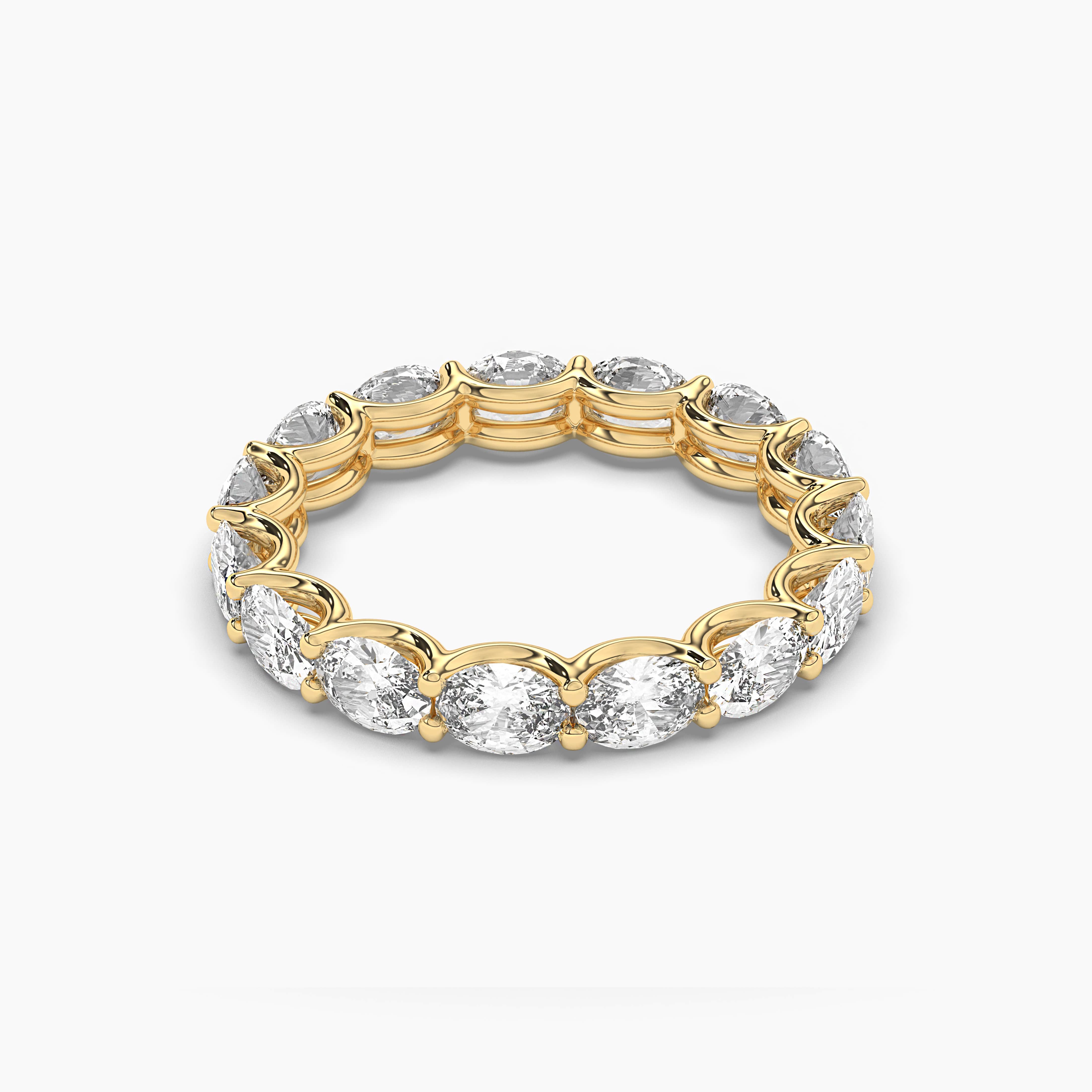 Oval Diamond Eternity Band Yellow Gold For Woman's