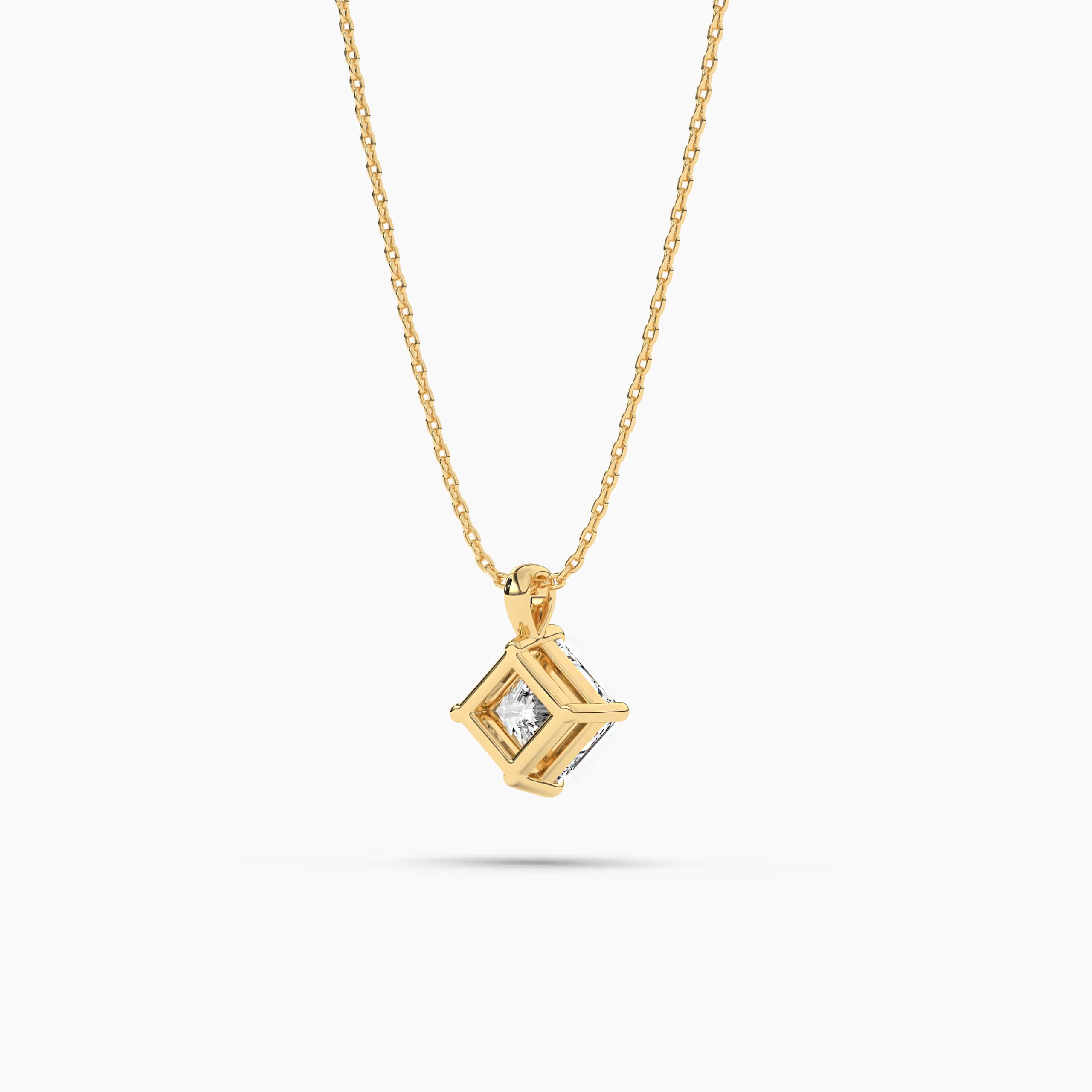 Yellow Gold Diamond Solitaire Bezel Pendant Necklace 