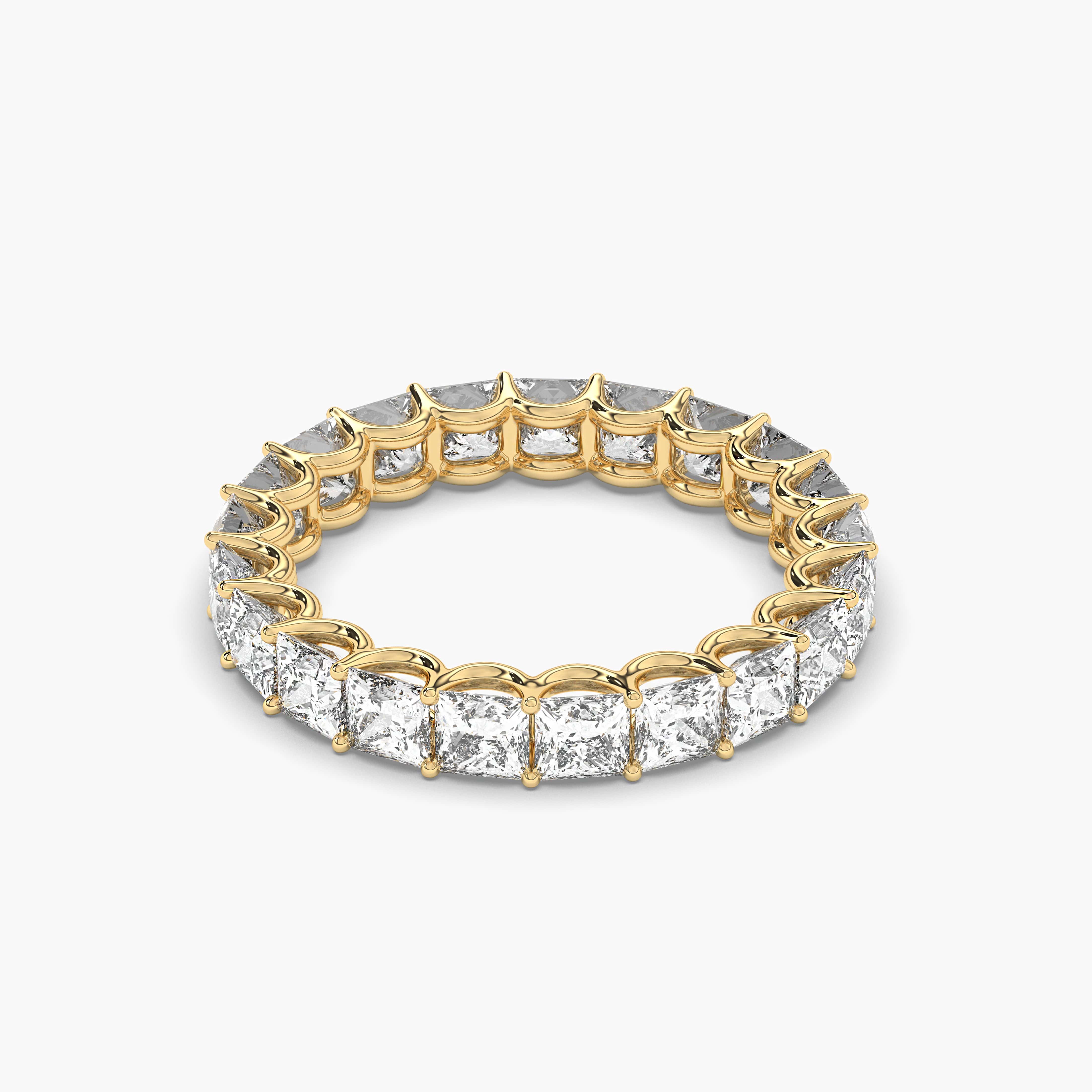 Diamond Wedding Anniversary Band for Women Eternity Square Diamond Engagement Ring Yellow Gold Princess Cut