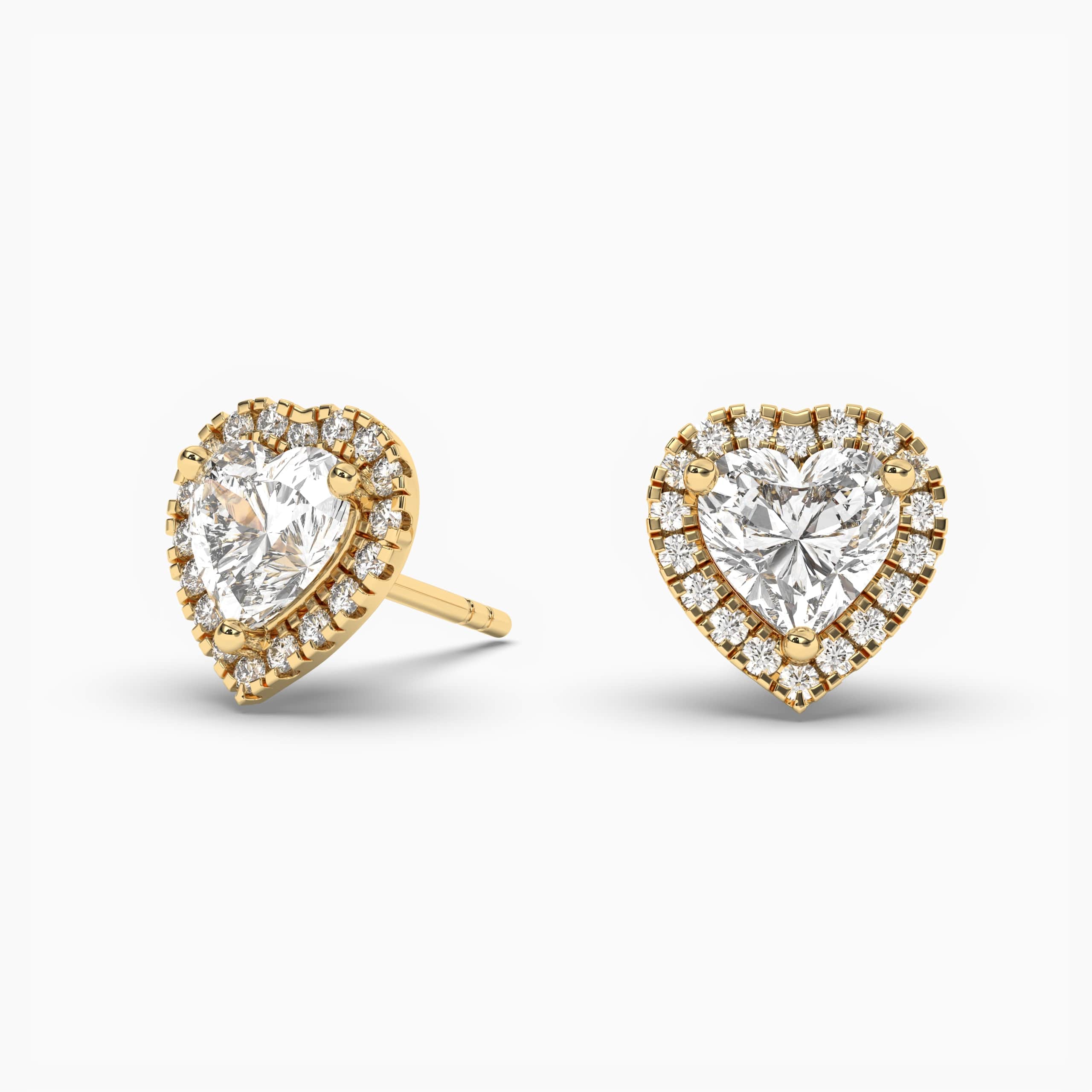 Heart Halo Diamond Stud Earring