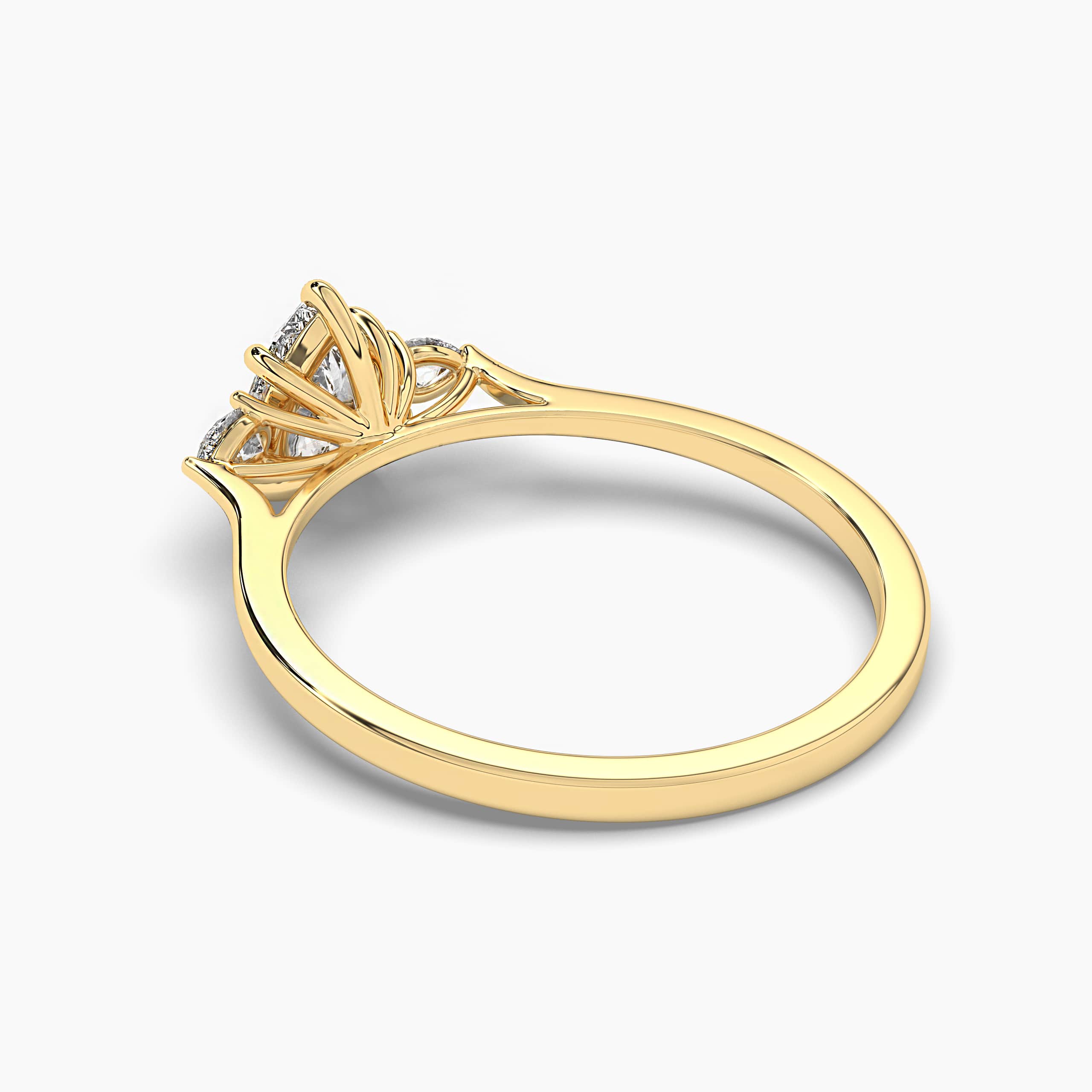 Yellow Gold Three Stone  Pear Diamond Engagement Ring