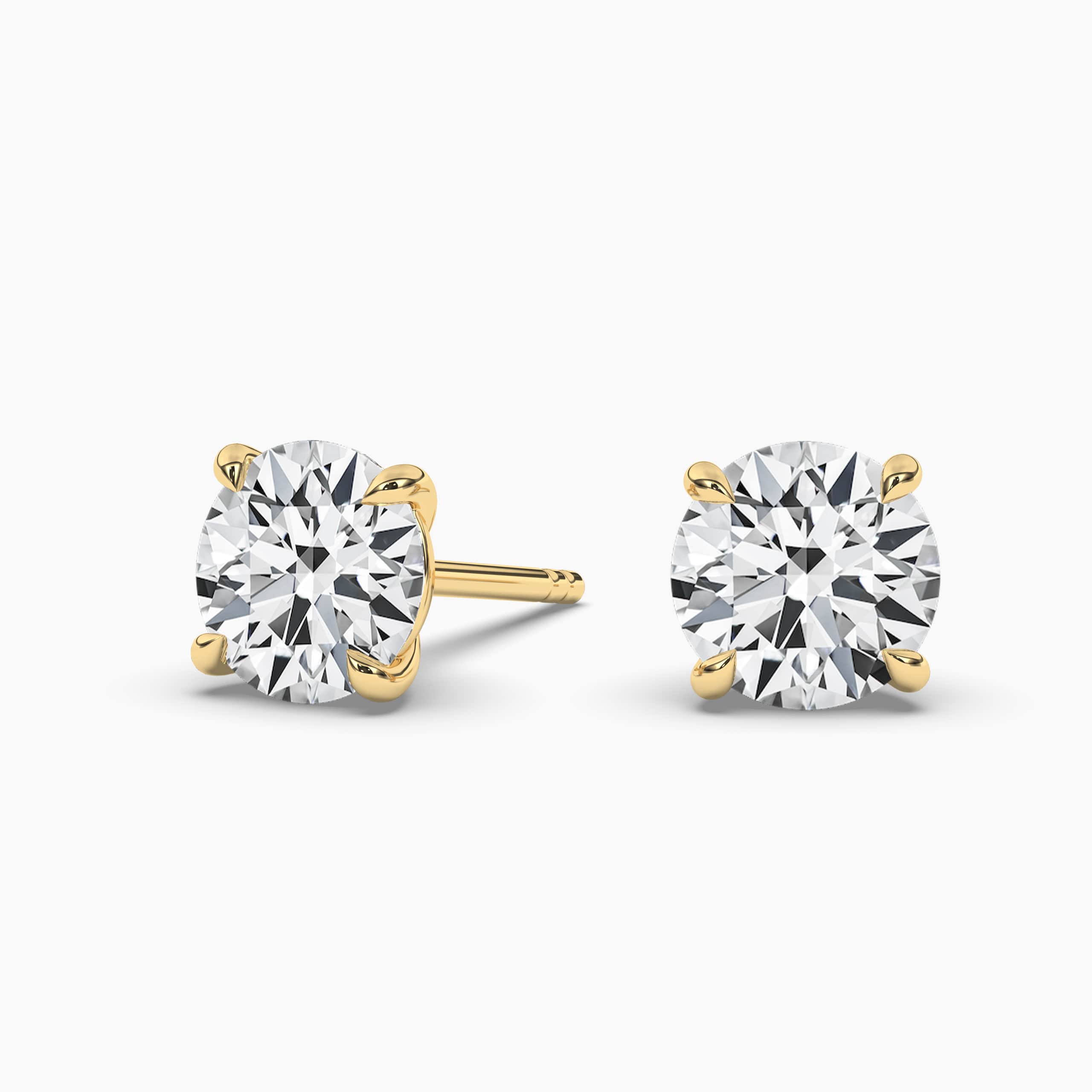 Diamond Solitaire Earrings Round-cut Yellow Gold