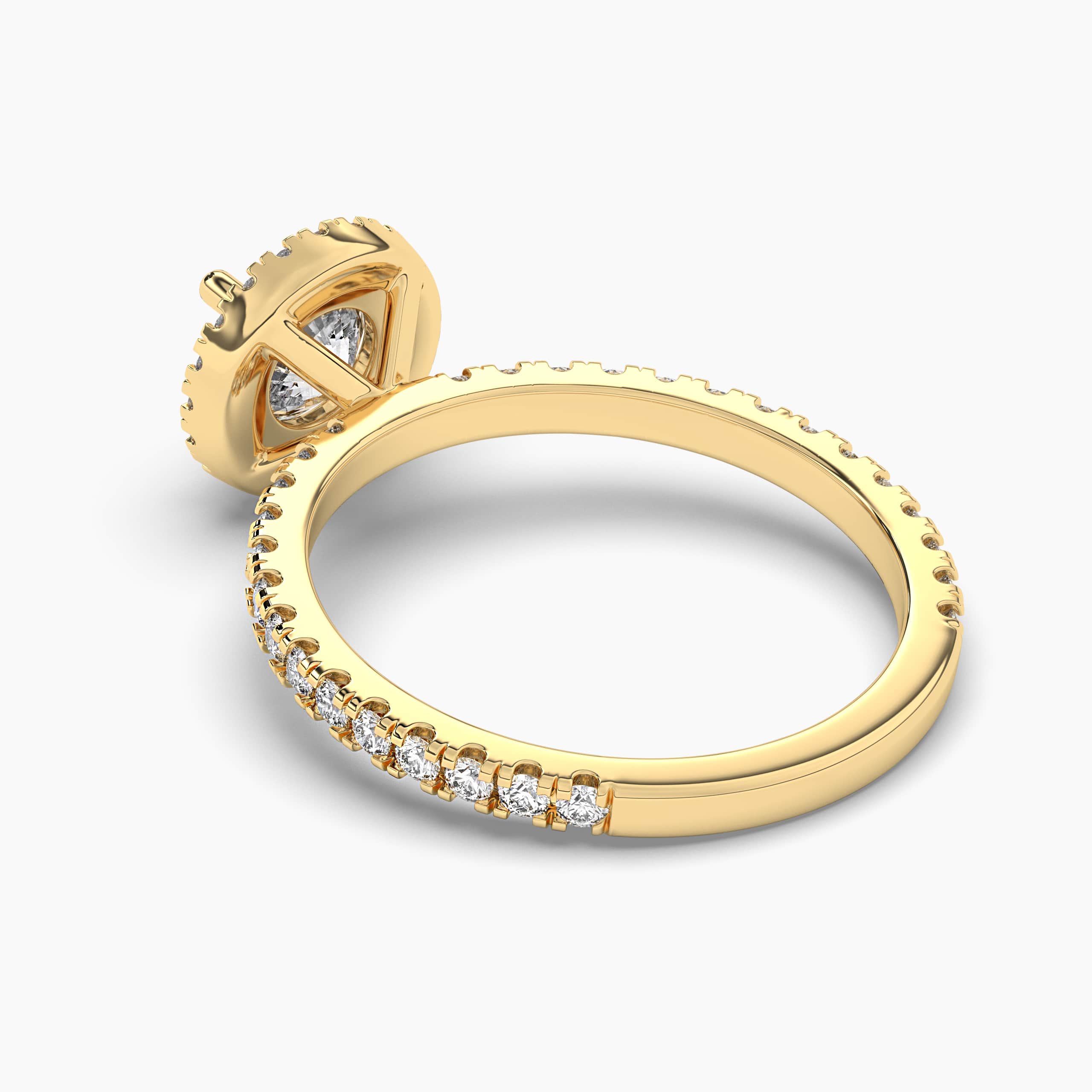 Diamond & Natural Emerald Engagement Ring Round Yellow Gold