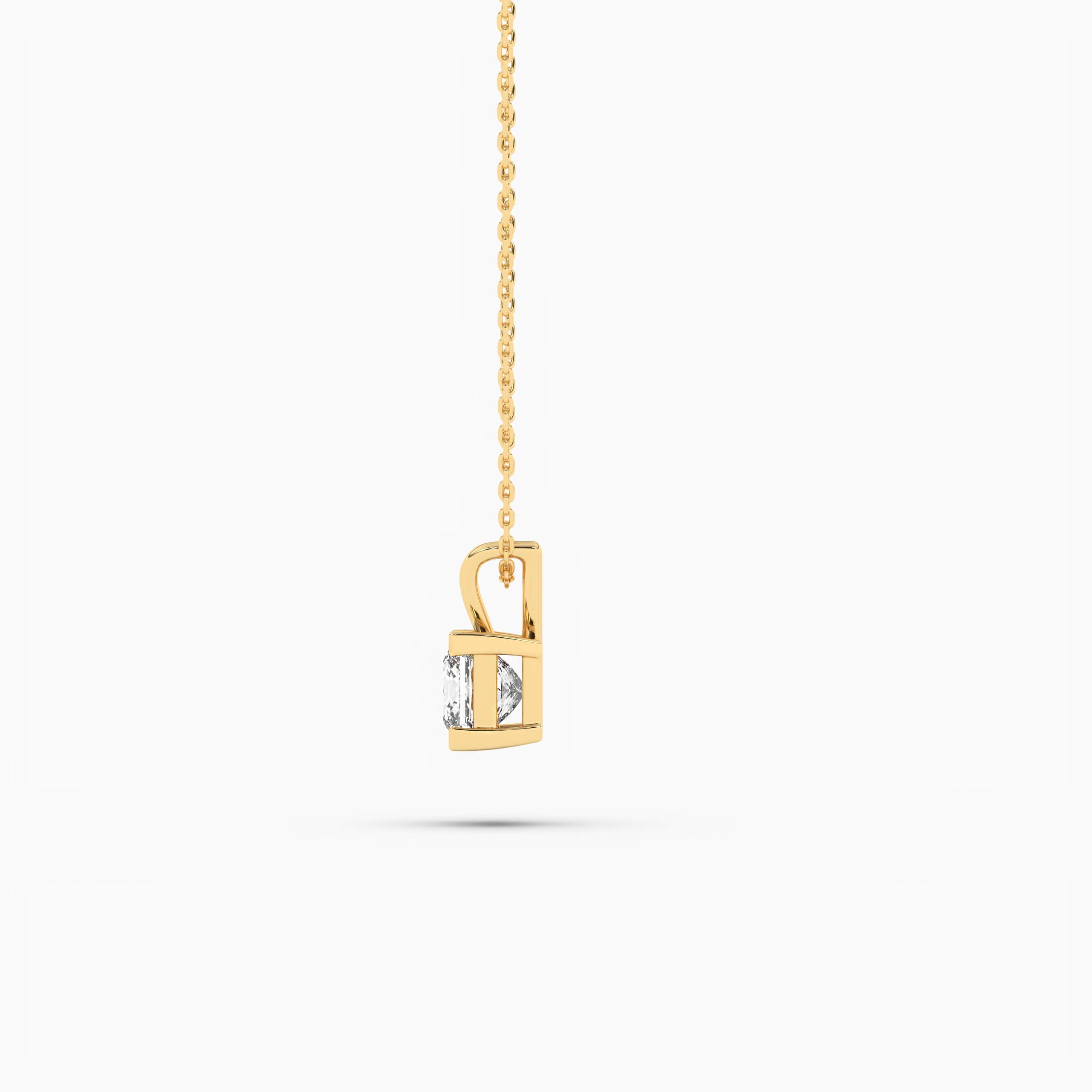 lab diamond princess cut solitaire necklace