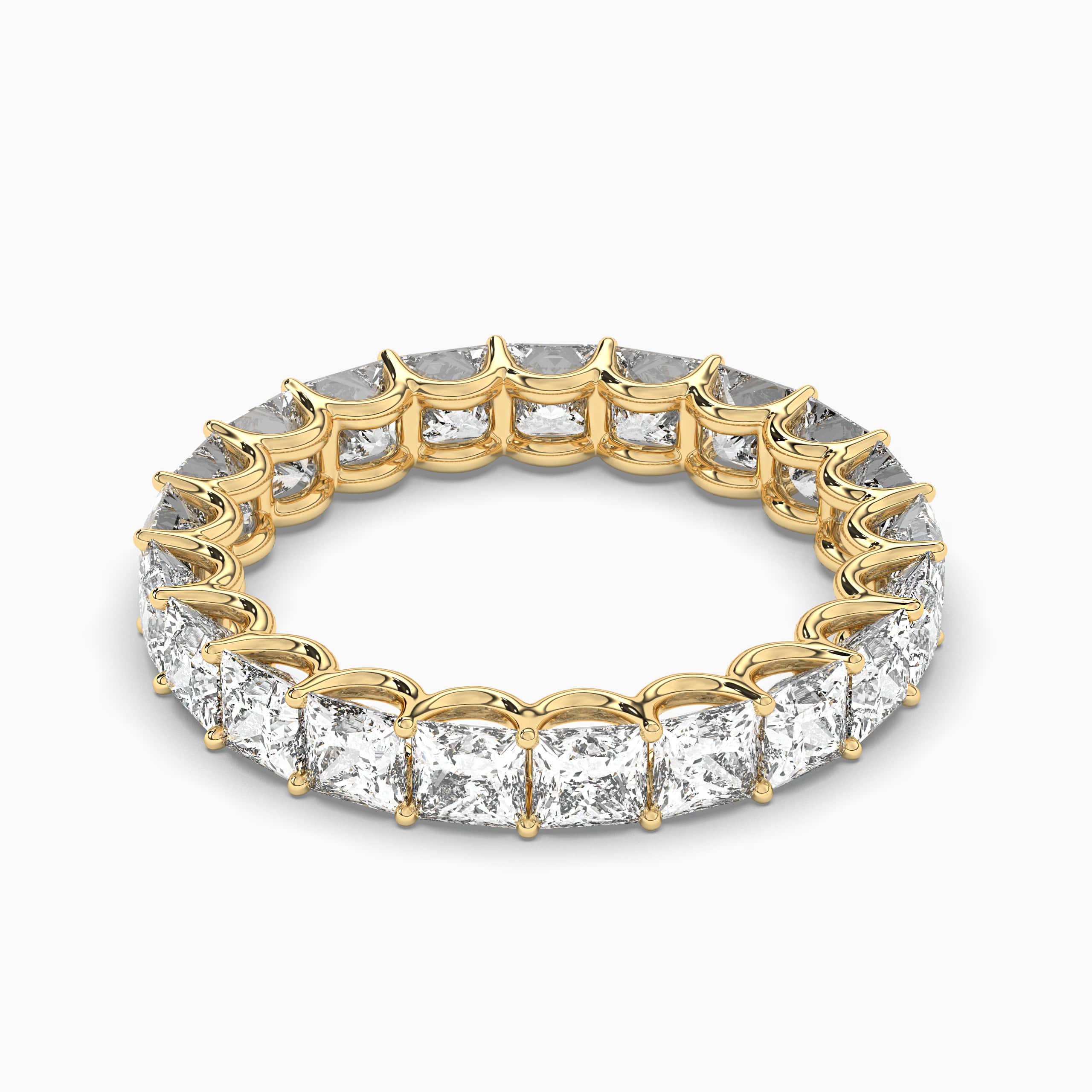 Diamond Wedding Anniversary Band for Women Eternity Square Diamond Engagement Ring Yellow Gold Princess Cut