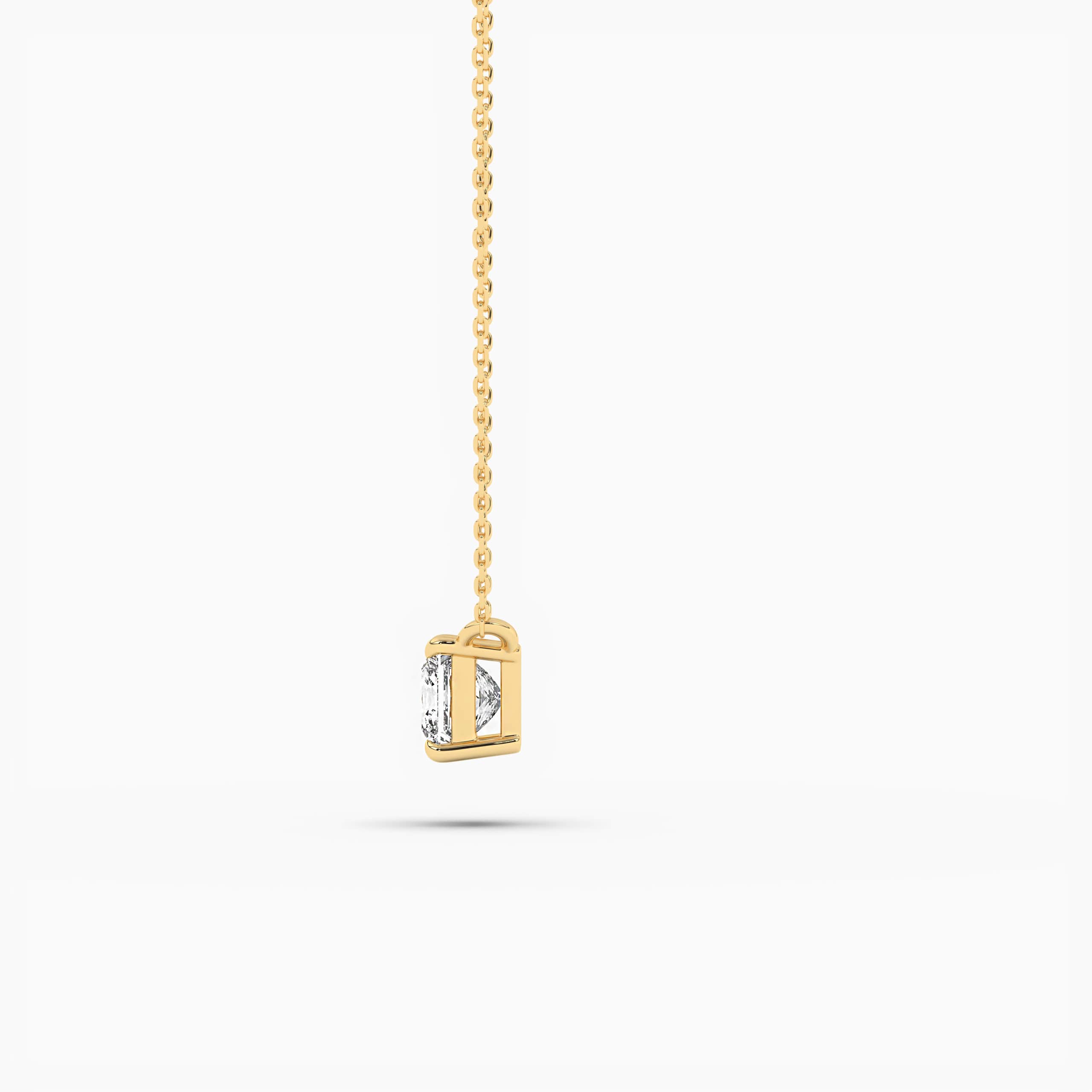 Princess Cut Diamond Setting Pendant Yellow Gold