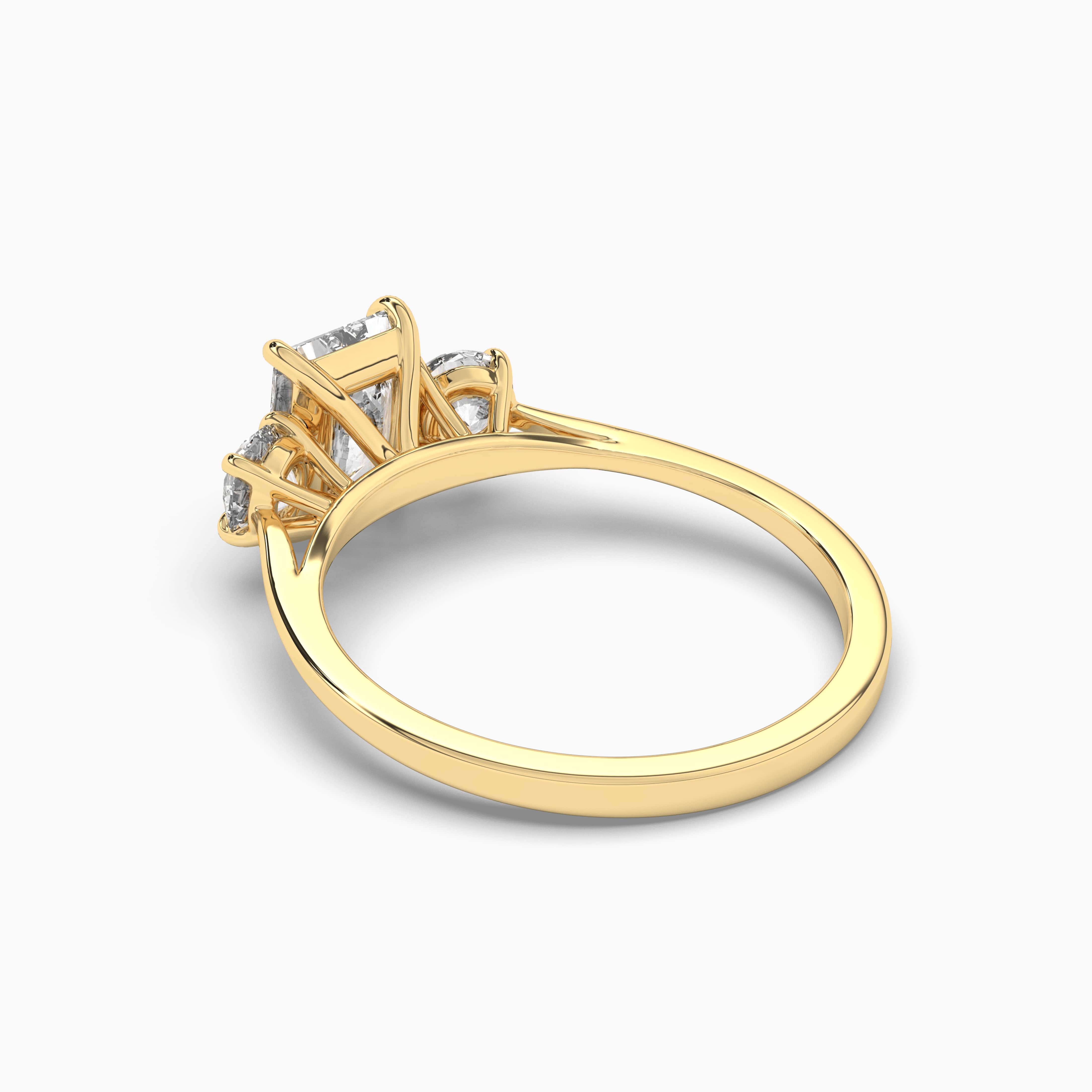 Raidant Shape Gold Dainty Engagement Ring