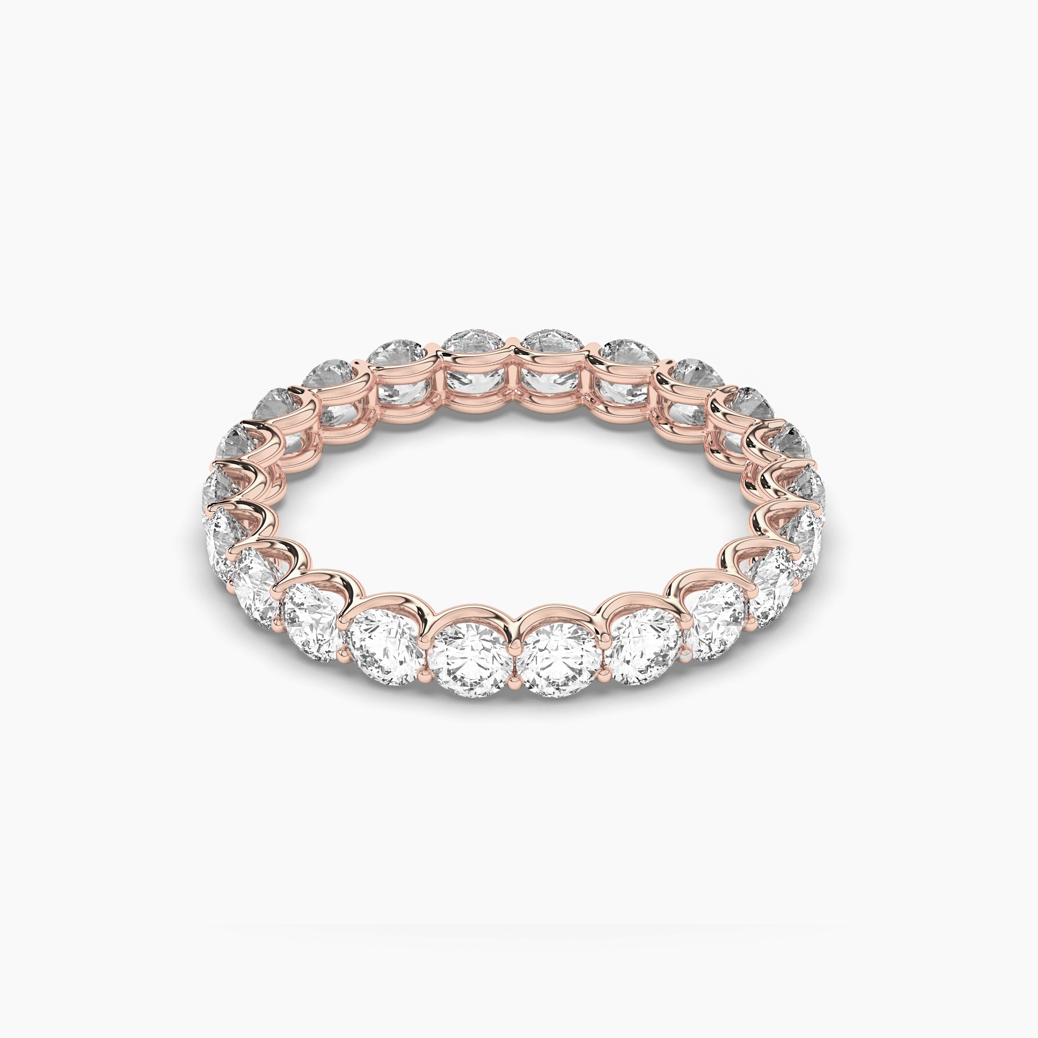 Round Cut Lab Created Moissanite Diamond Full Eternity Wedding Band In Rose Gold