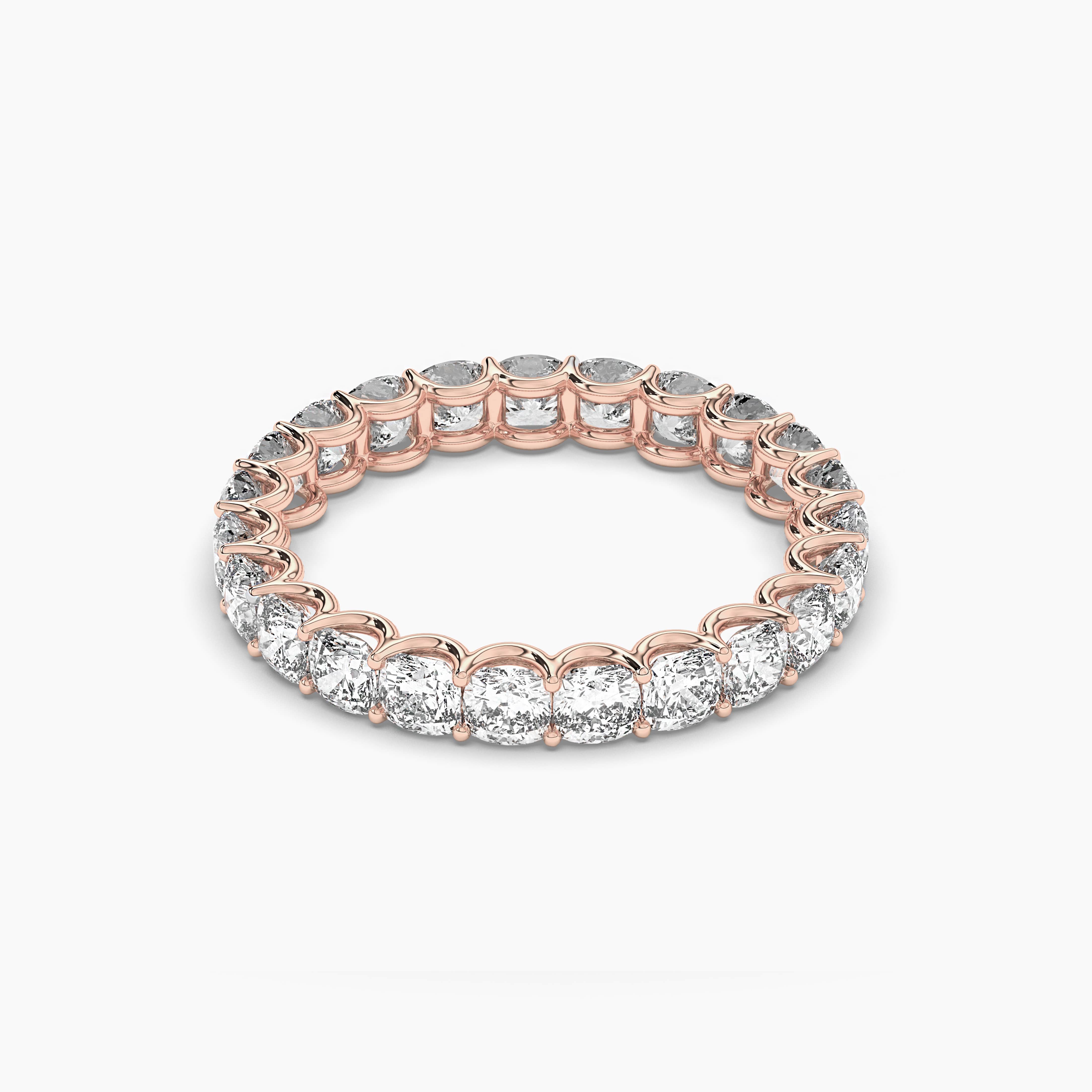 Eternity Ring with Cushion Cut Diamonds in Rose Gold