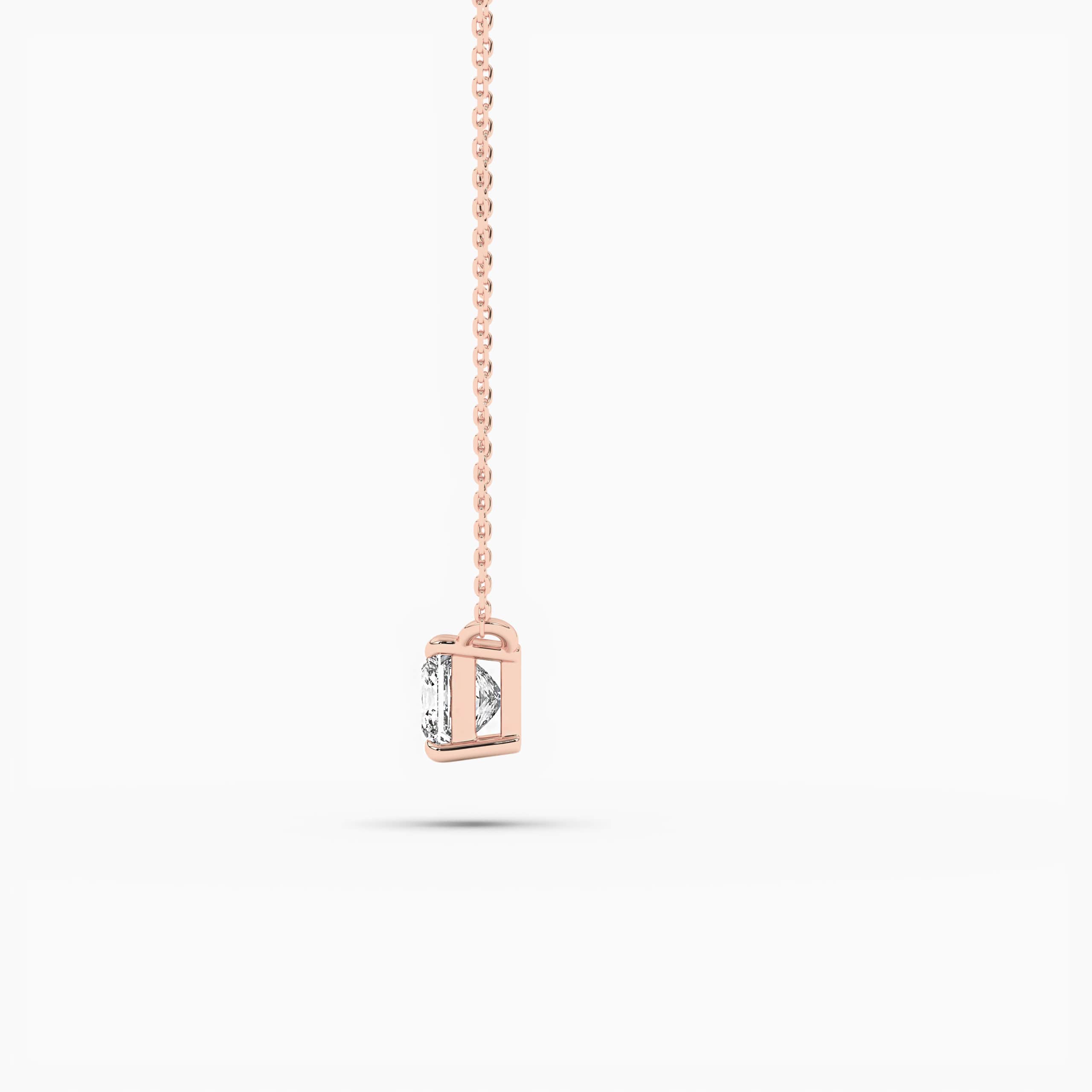 Princess cut Solitaire Pendant Necklace For Women In Rose Gold