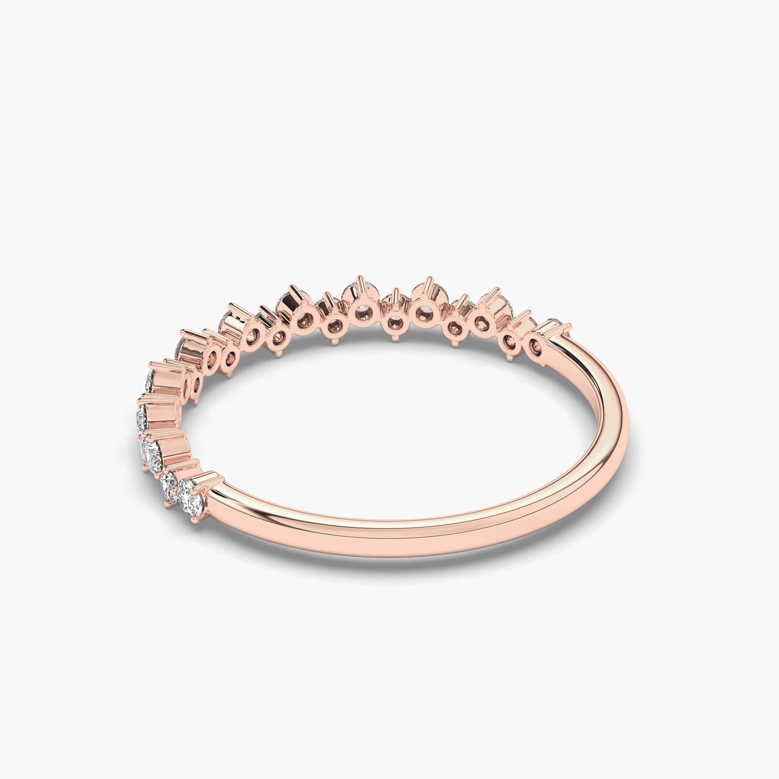 Rose Gold Diamond Half Eternity Round Stacking Band Engagement Ring