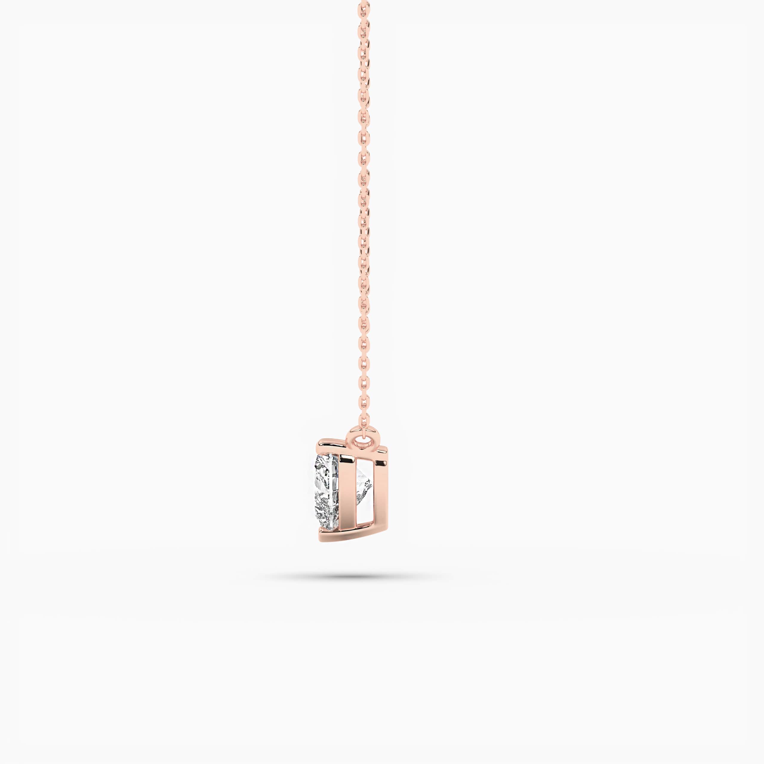 Heart Cut Diamond Pendant Necklace In Rose Gold