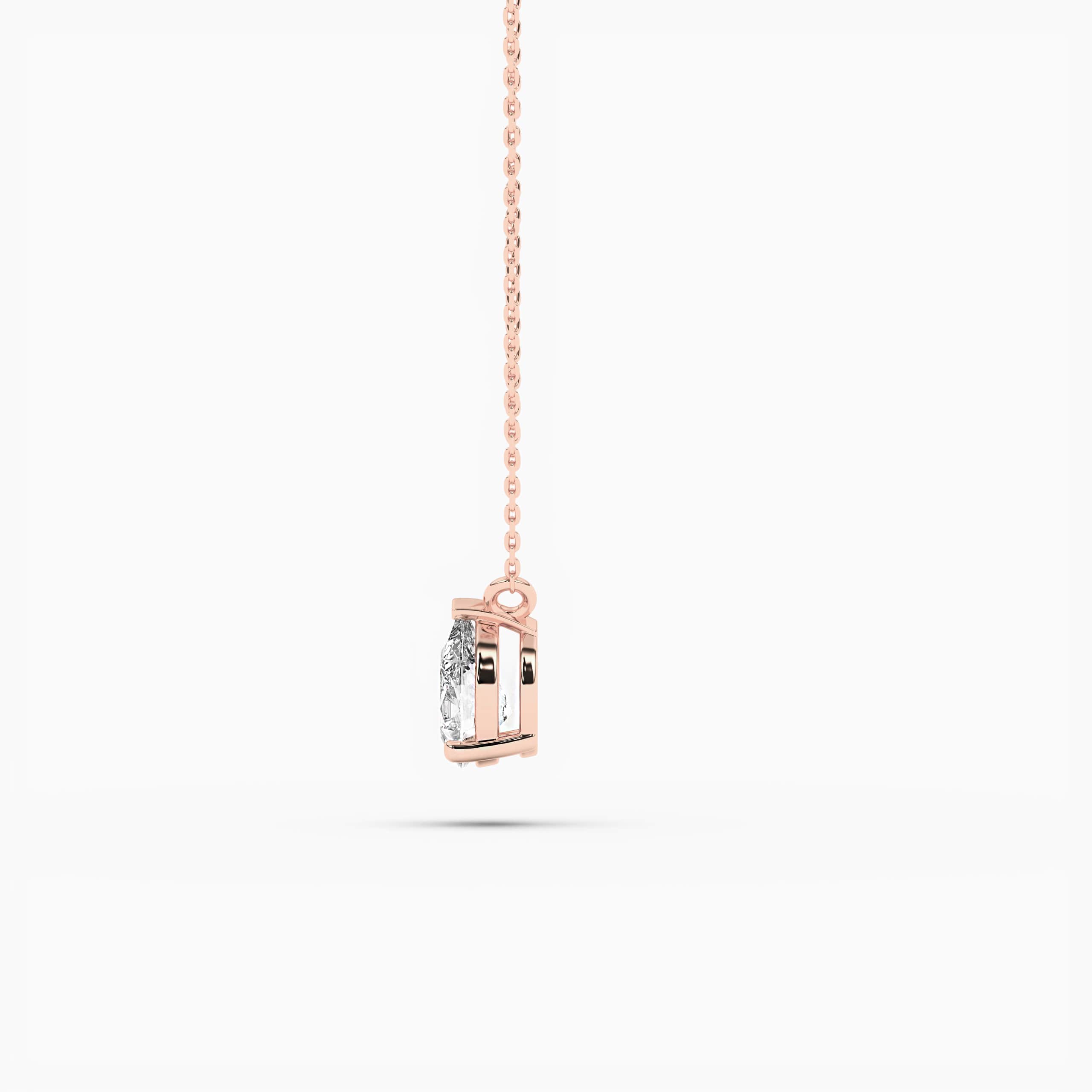  Pear Diamond Solitaire Pendant In Rose Gold