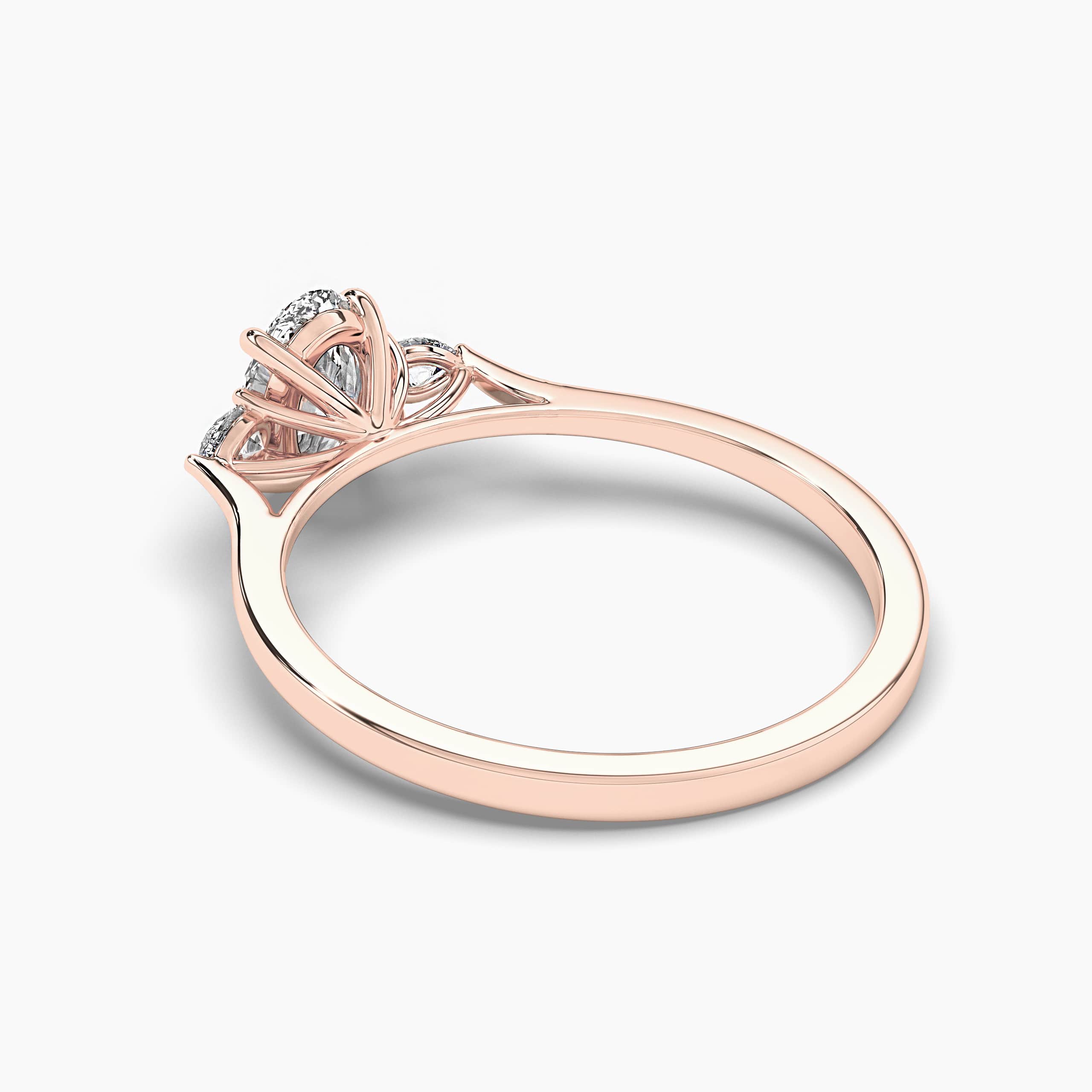 Oval Cut Solitaire Diamond Split Shank Rose Gold Ring