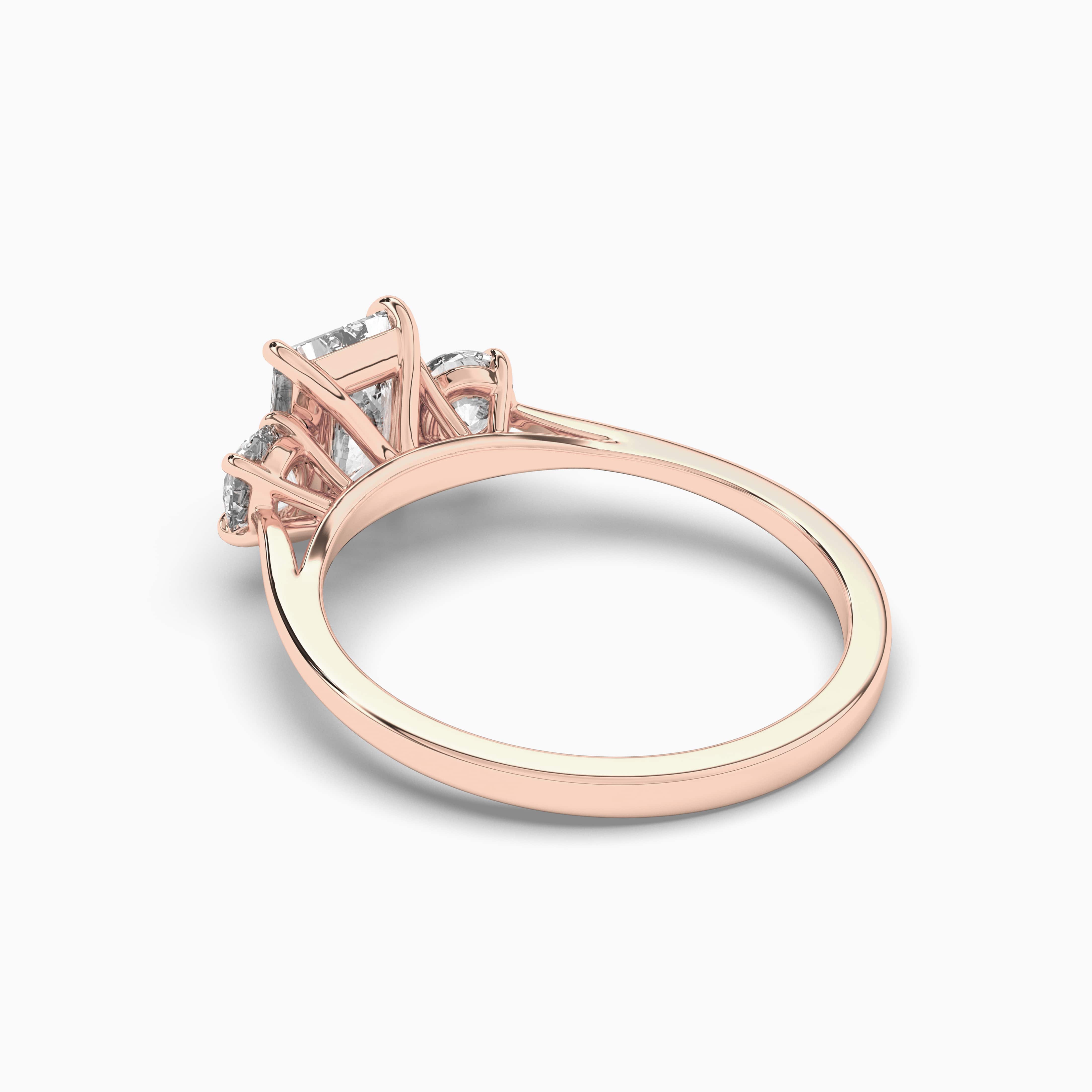 Rose Gold Custom Radiant Shaped Diamond Ring