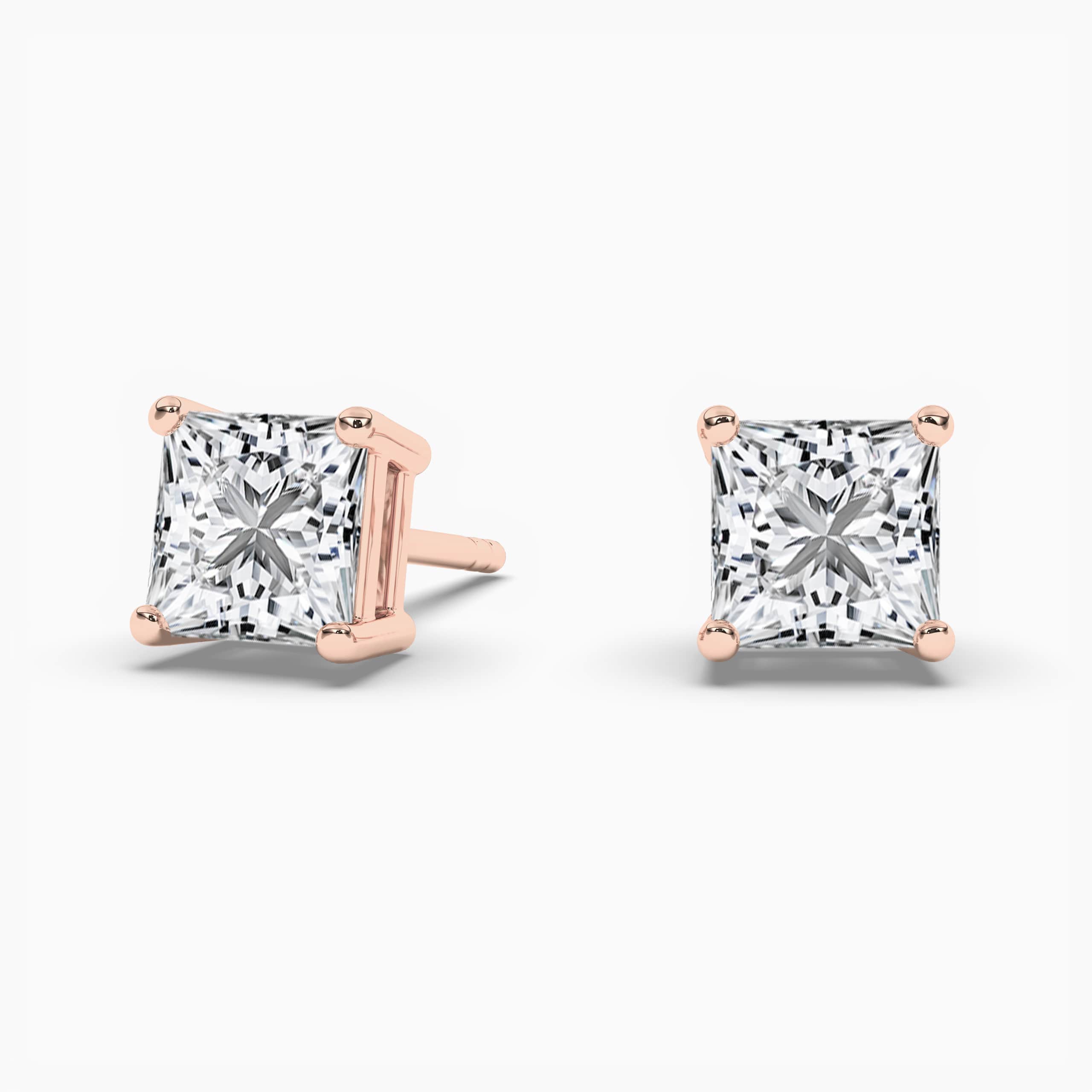 Princess Lab Grown Diamond Solitaire Certified Stud Earrings