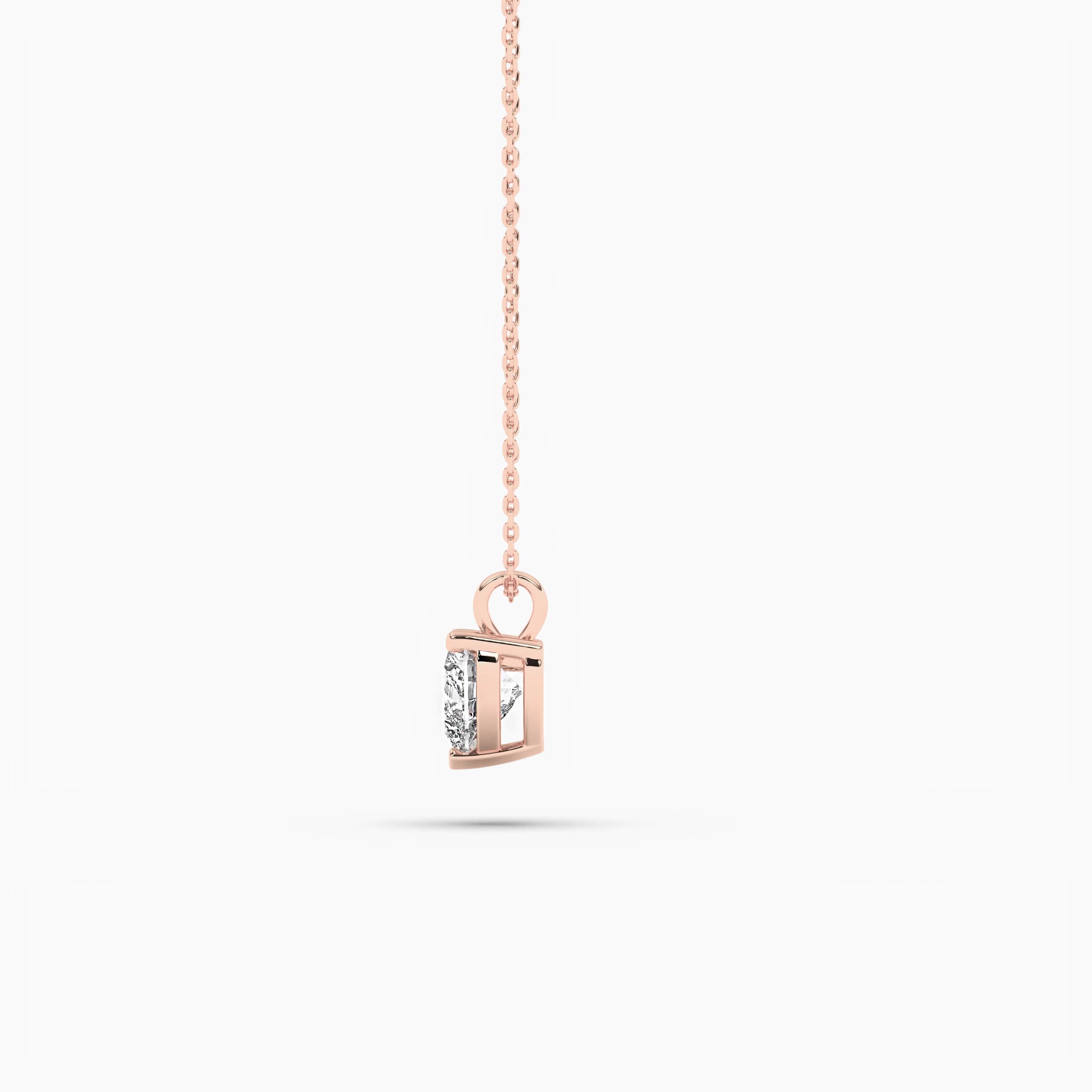 Heart Solitaire Pendants with White Diamond in Rose Gold