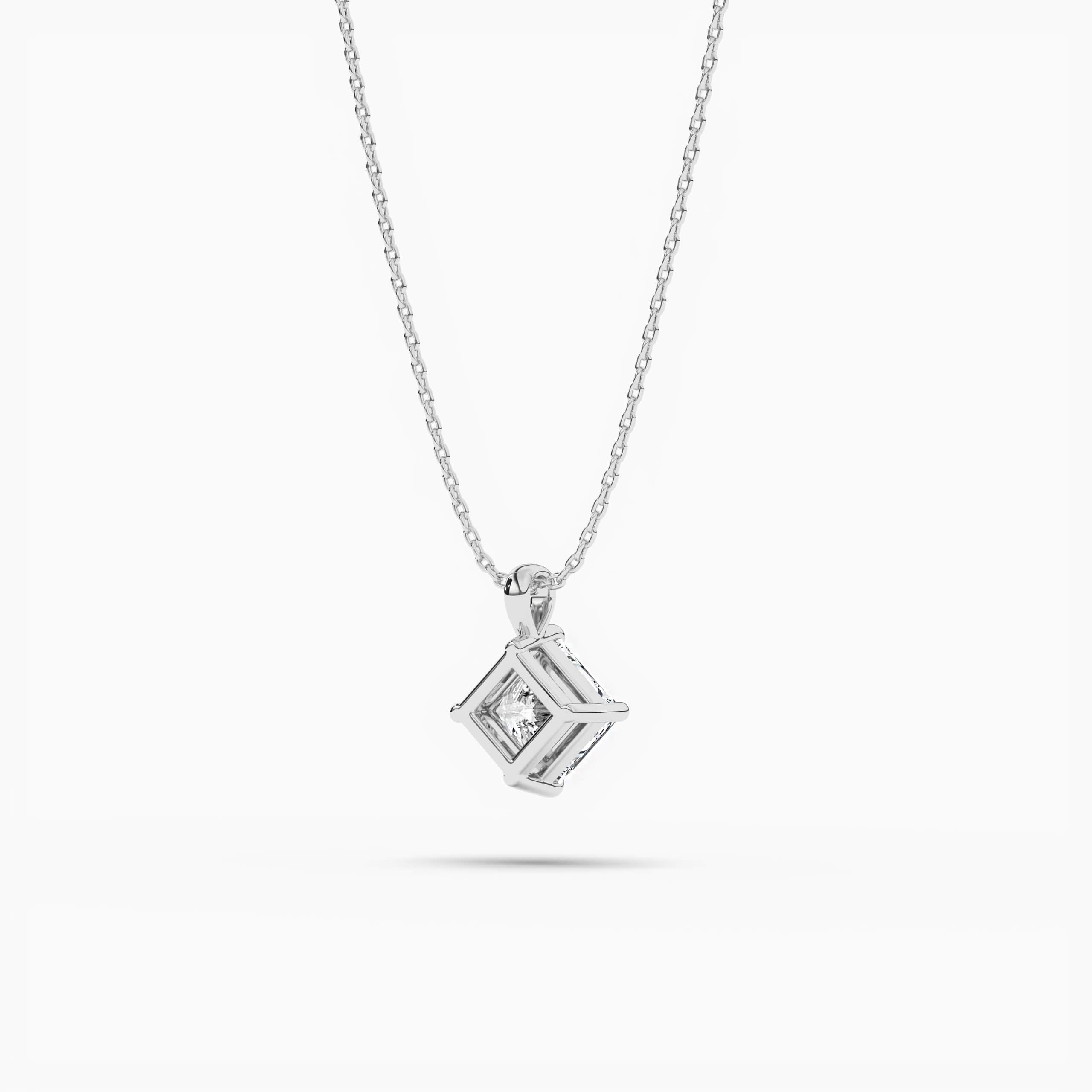 Princess Cut Diamond Solitaire Pendant White Gold