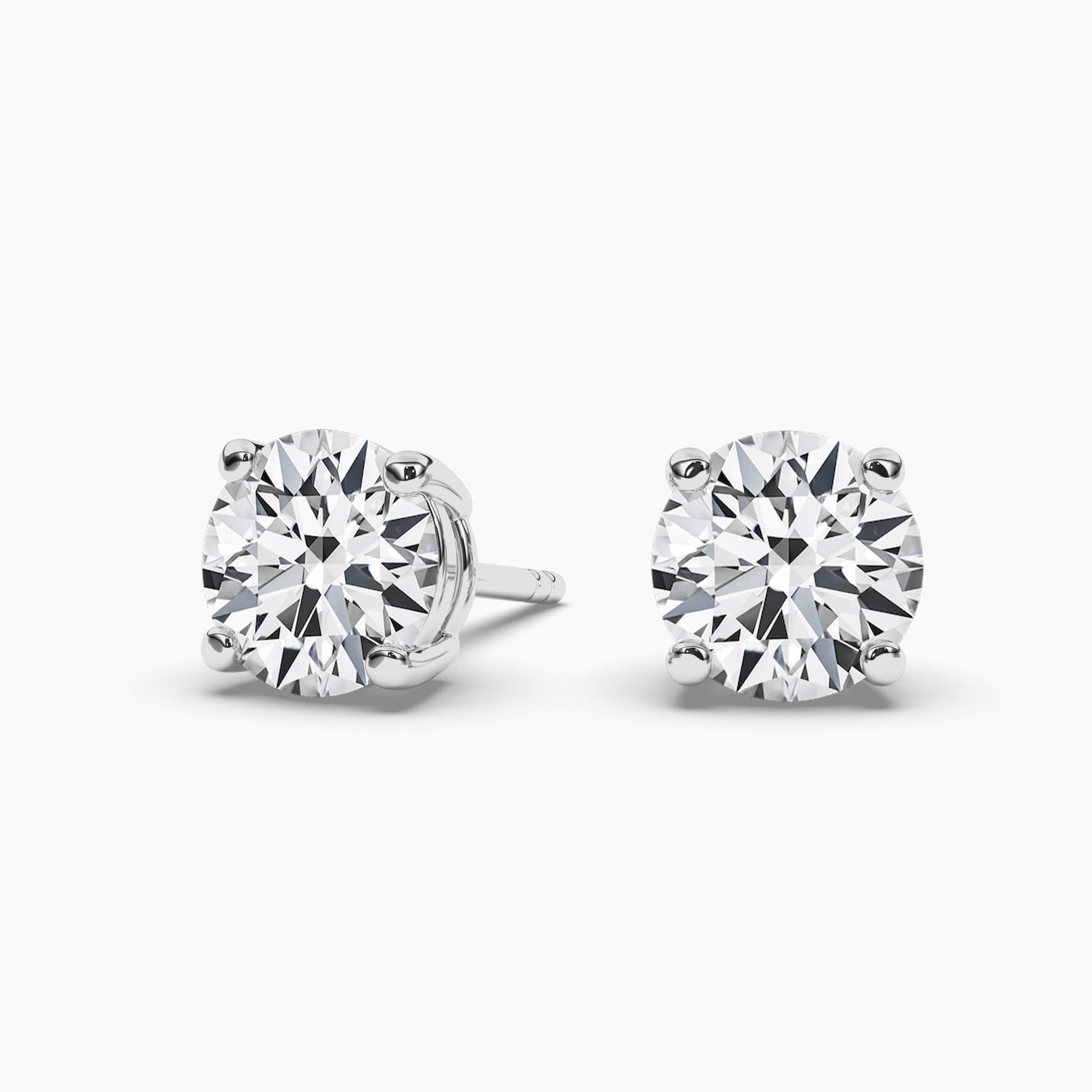 Diamond Stud Earrings in White Gold Long Post Earrings for Women