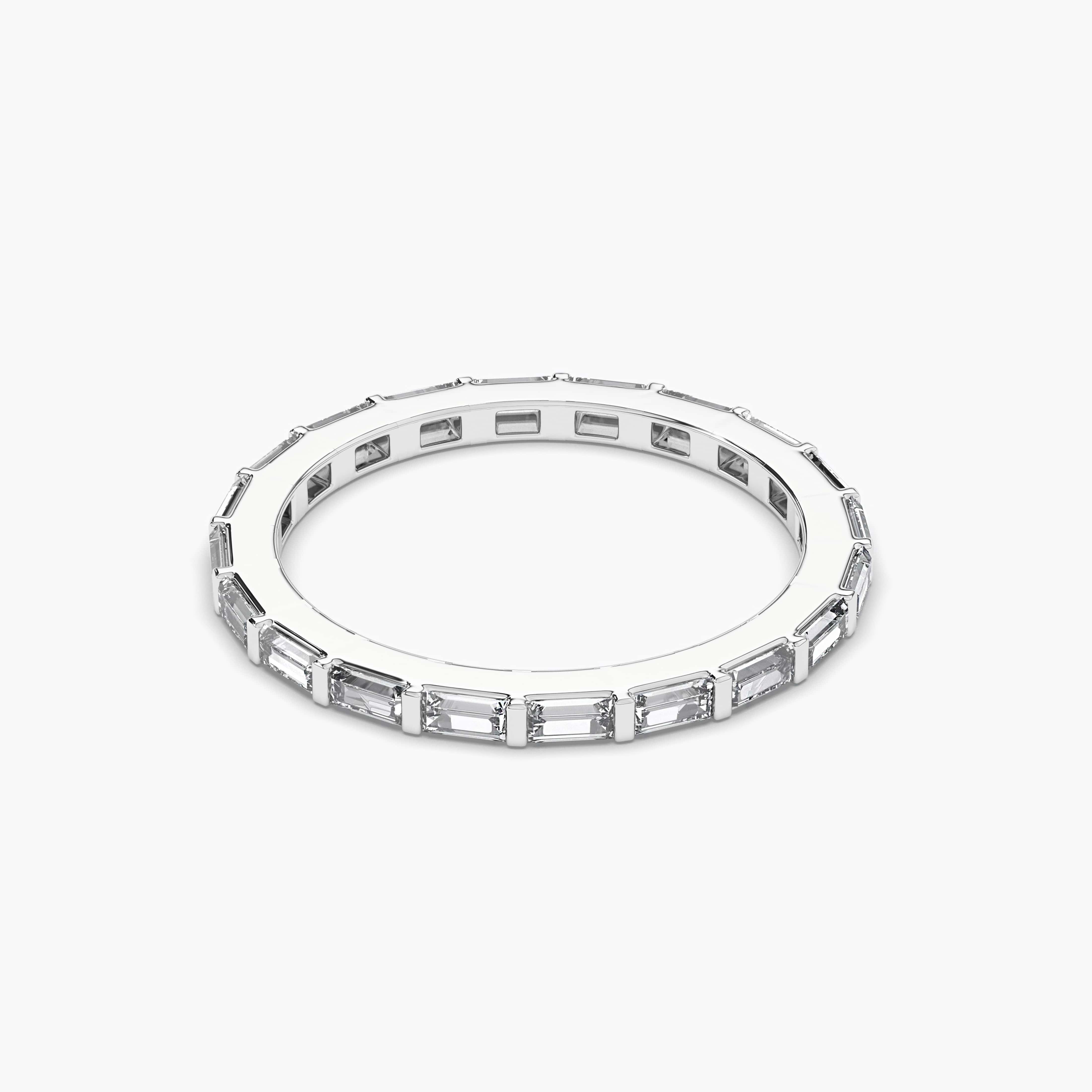 Women's Wedding Eternity Band Baguette Bar Set Diamond Ring White Gold