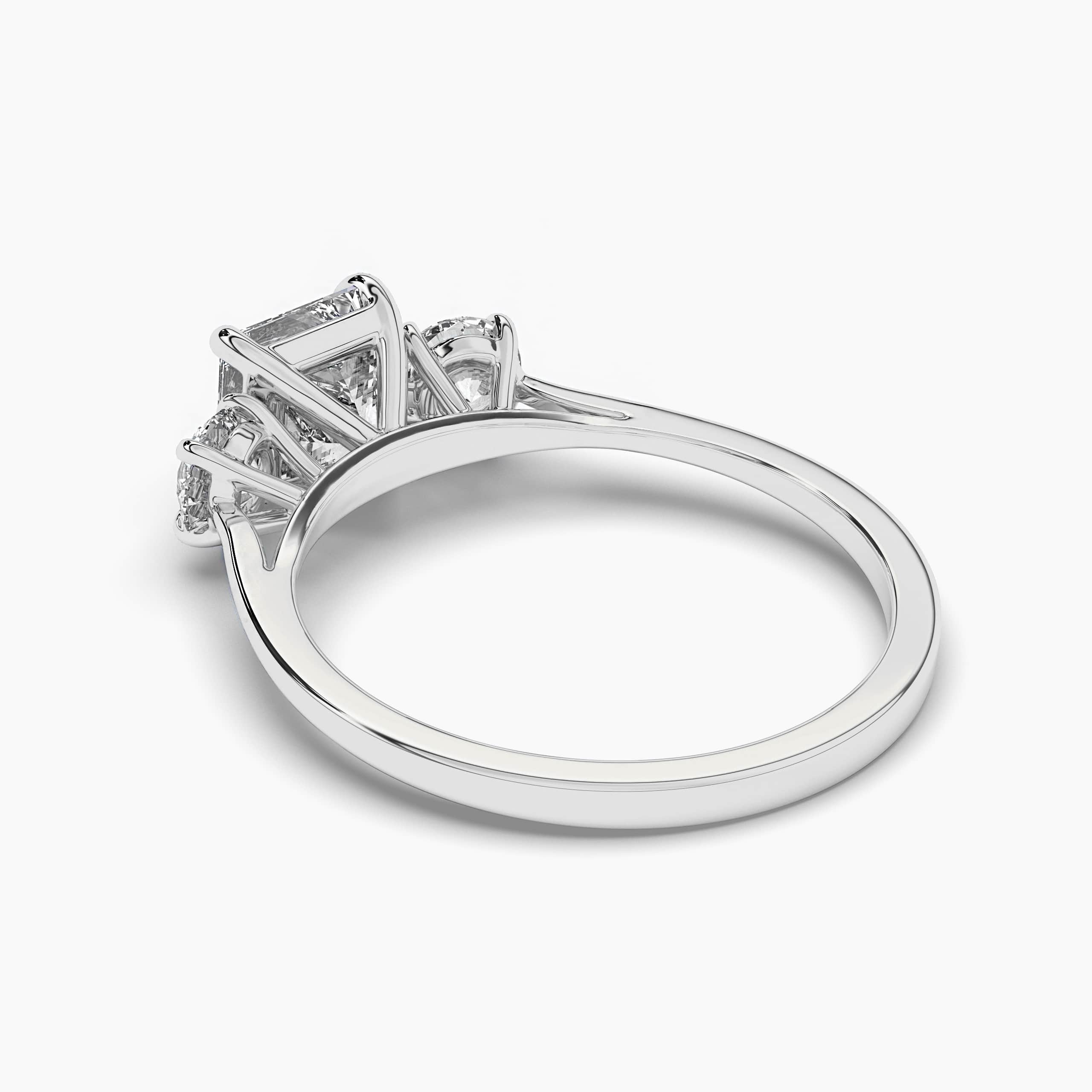 Princess Cut Diamond Three Stone Engagement Ring in  White Gold