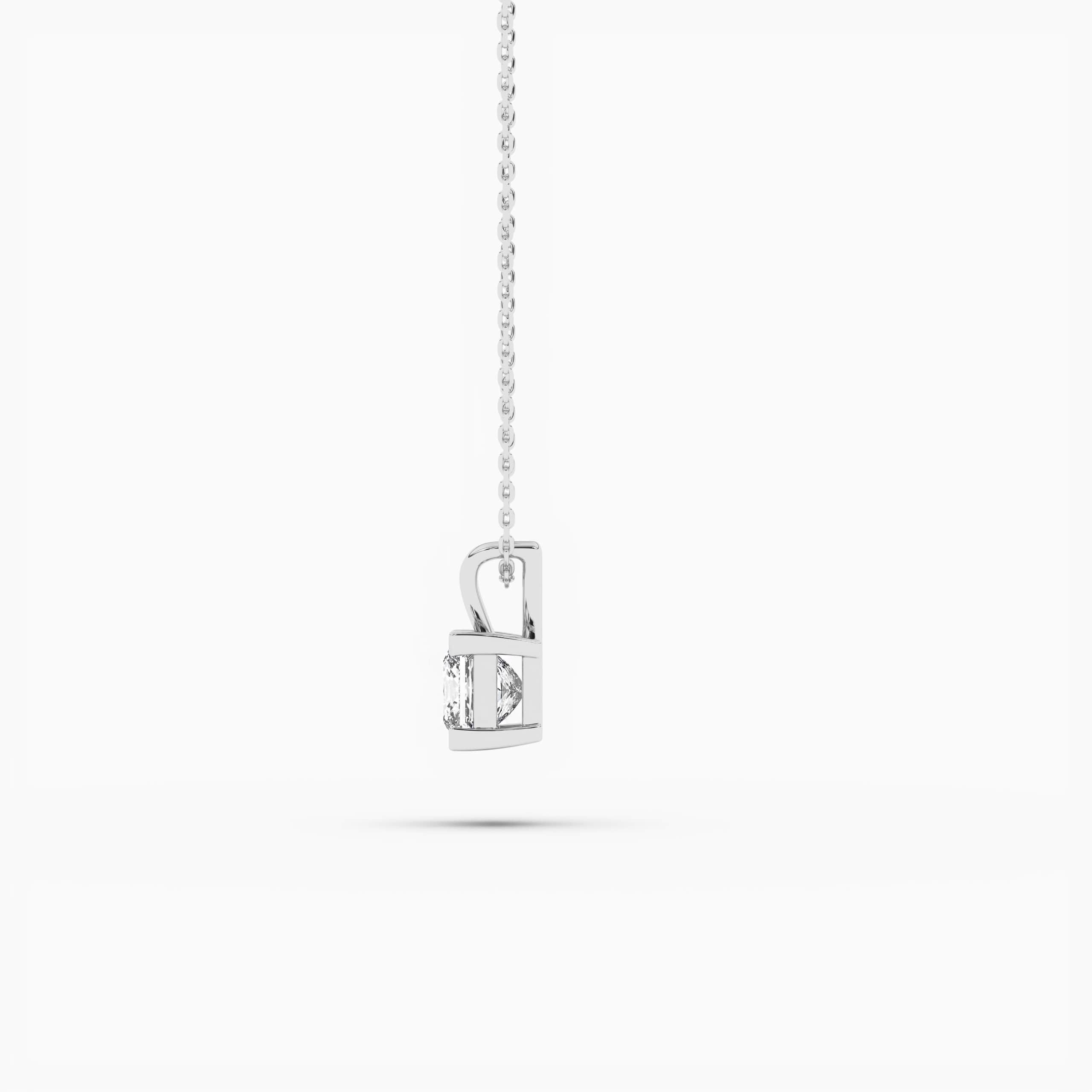 Princess Cut Solitaire Diamond Pendant Necklace White Gold