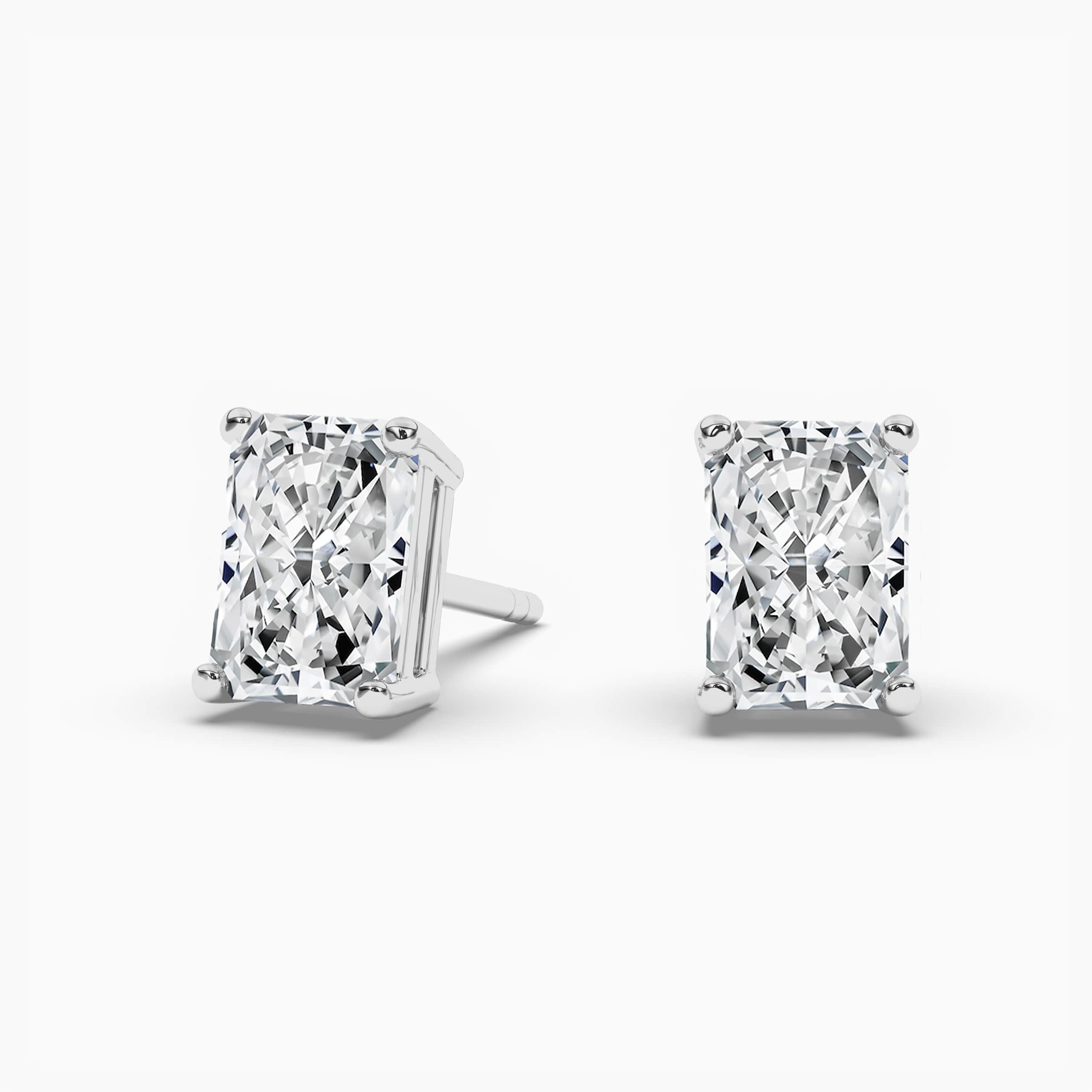 Radiant Cut Solitaire Lab-Grown Diamond Stud Earrings in White Gold