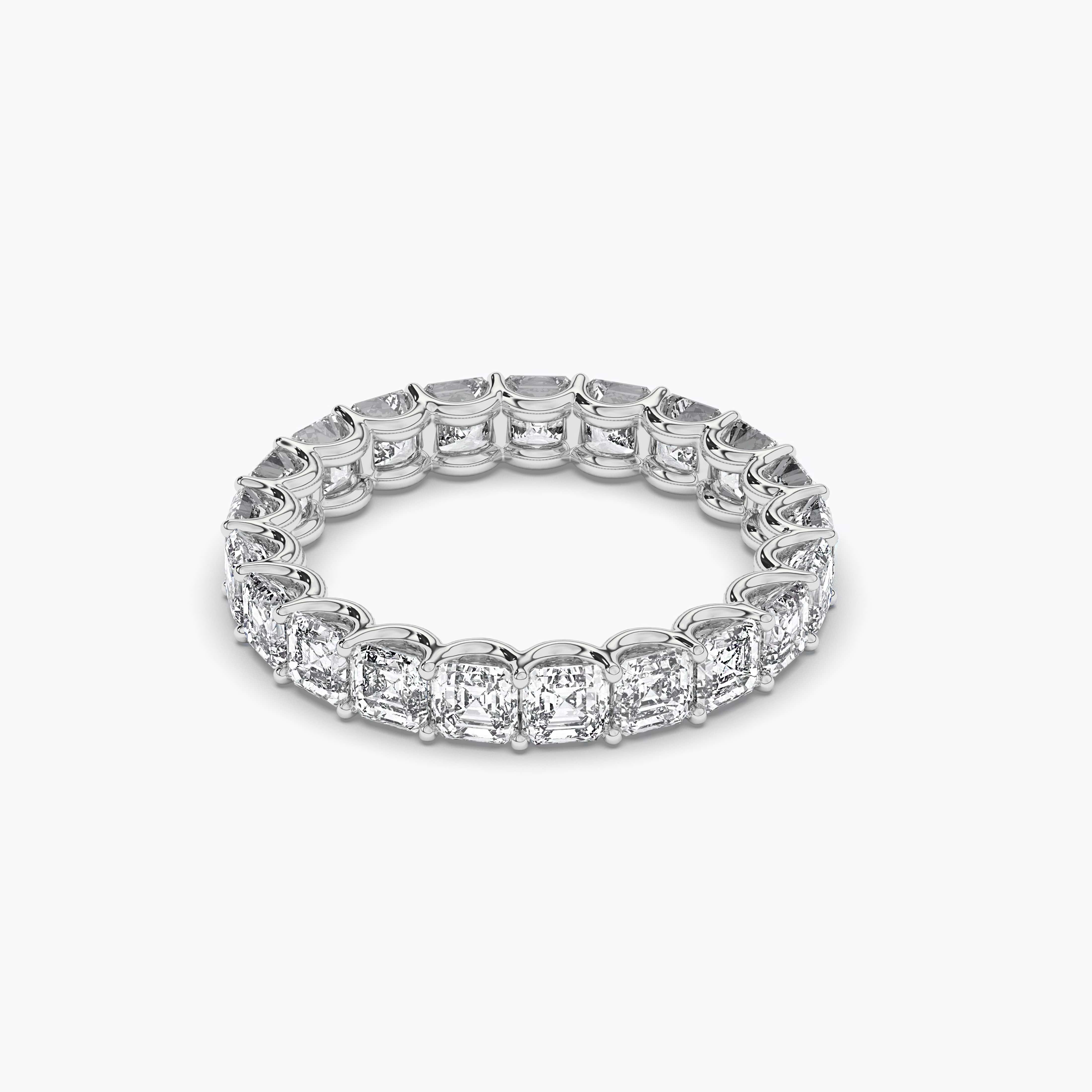 Eternity Ring Emerald Cut Diamonds in White Gold