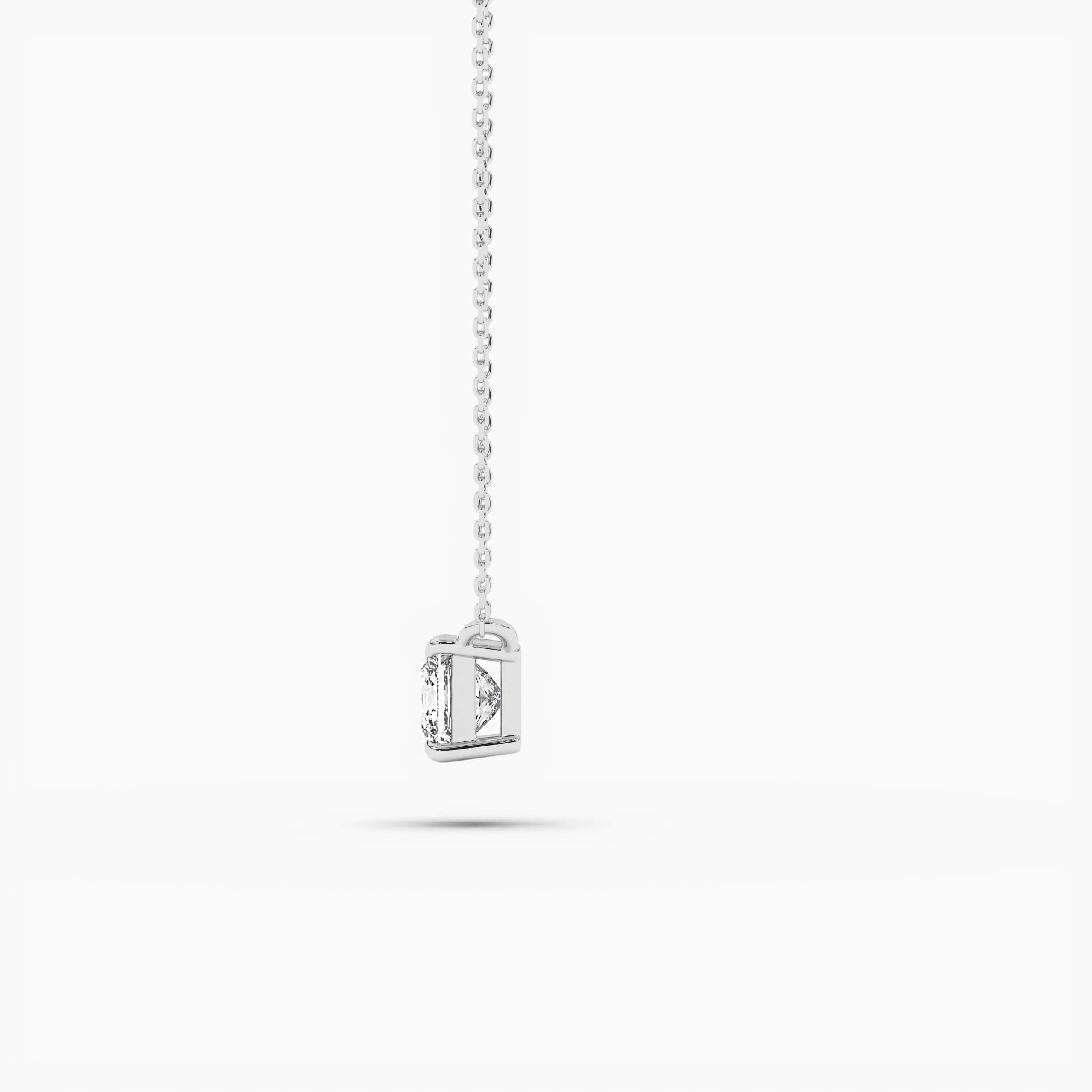  White Gold Princess Cut Bezel Diamond Solitaire Pendant Necklace