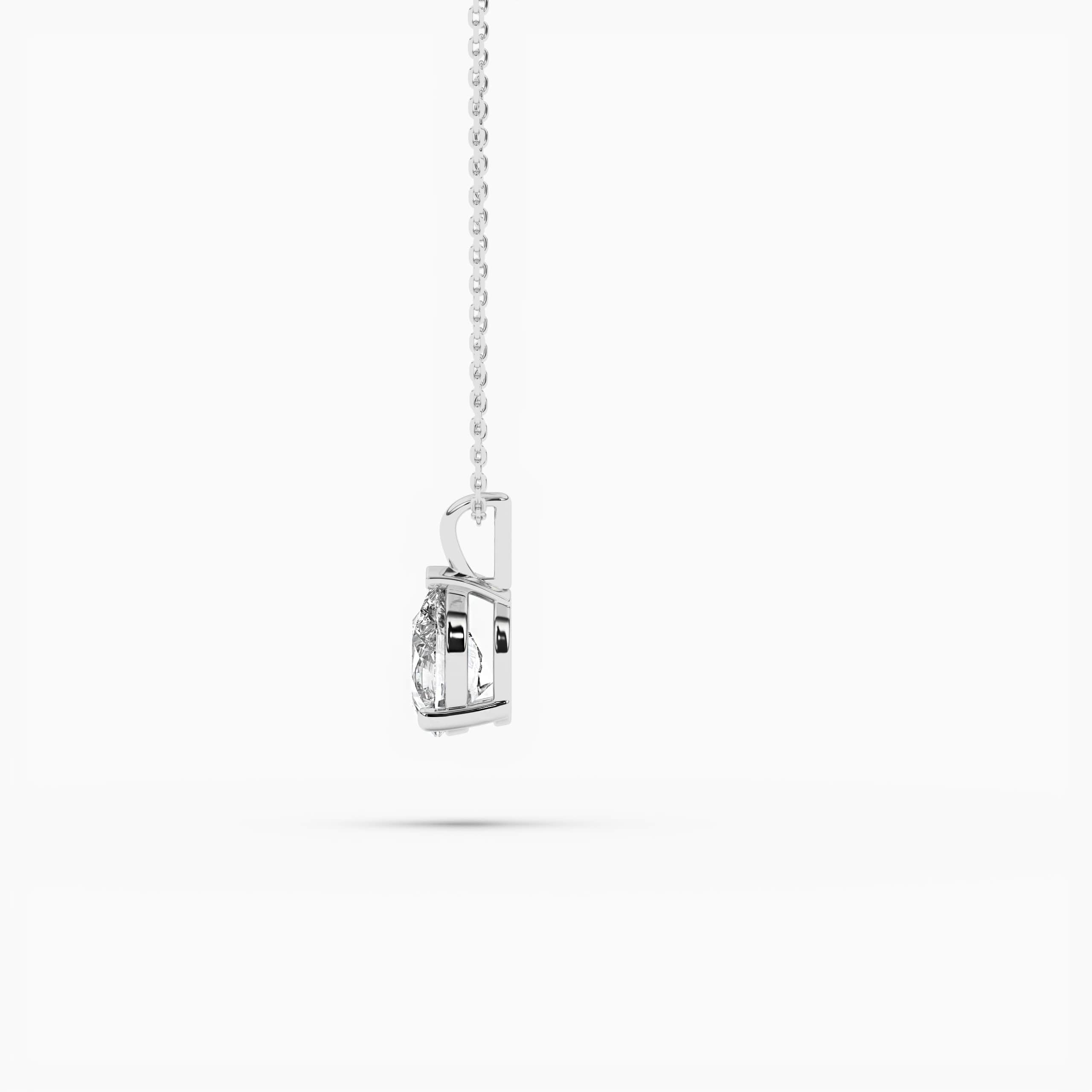 Pear Diamond Solitaire Pendant Necklace White Gold