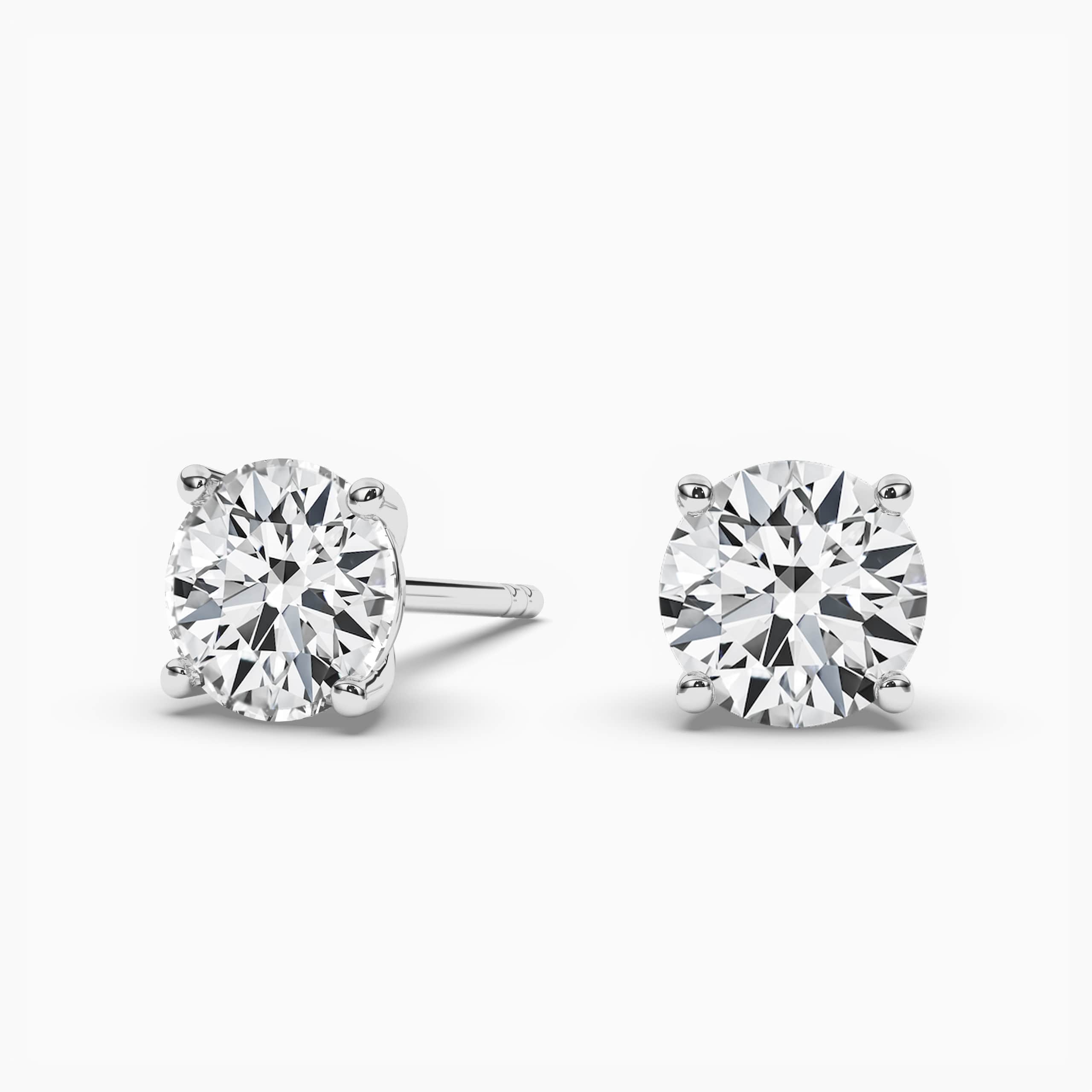 Round Cut Diamond Solitaire Stud Earring in White Gold For Woman's And Engagement 