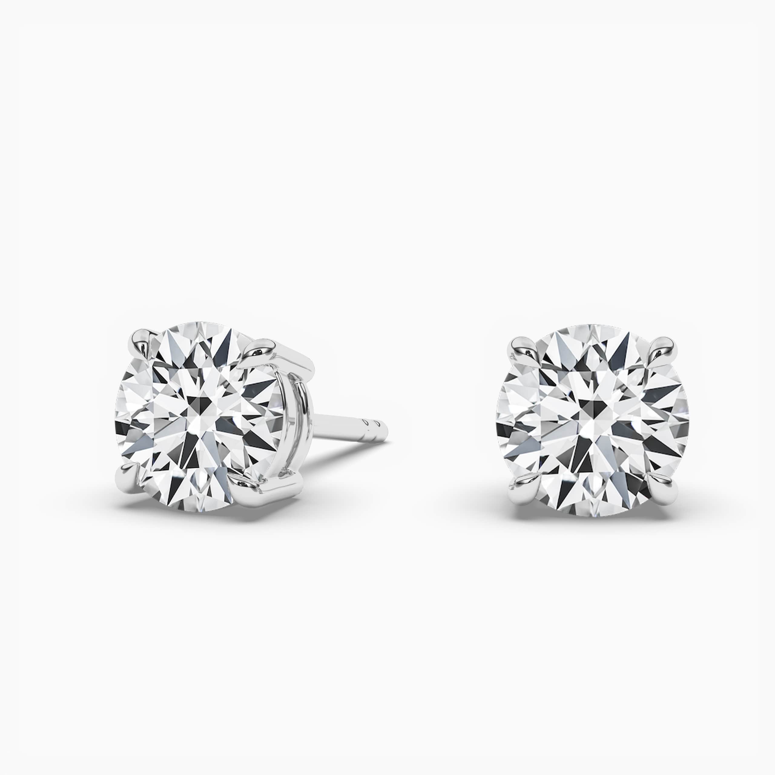 Round Cut Diamond Stud Earrings in White  Gold