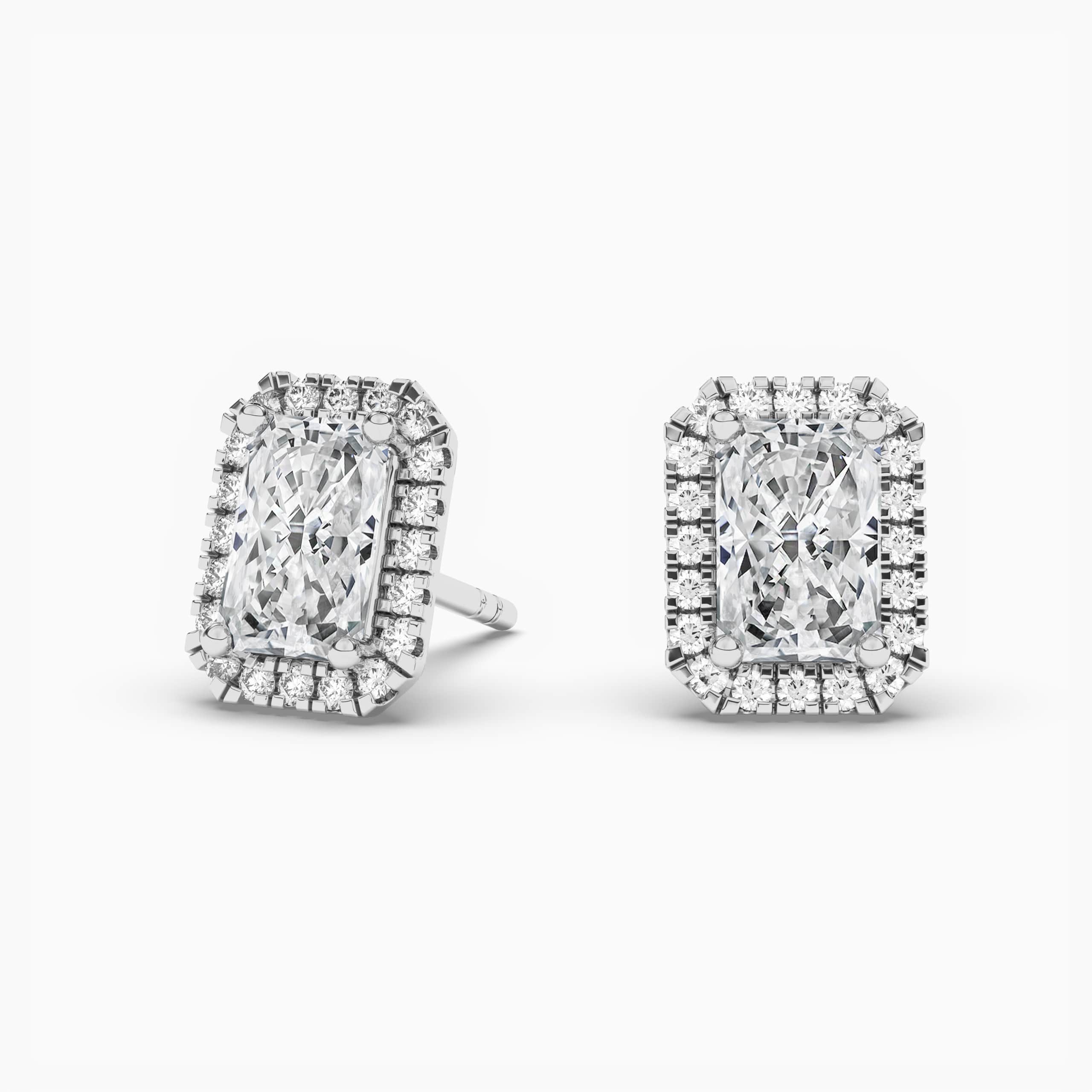 Radiant Cut Diamond Earrings White Gold For Woman