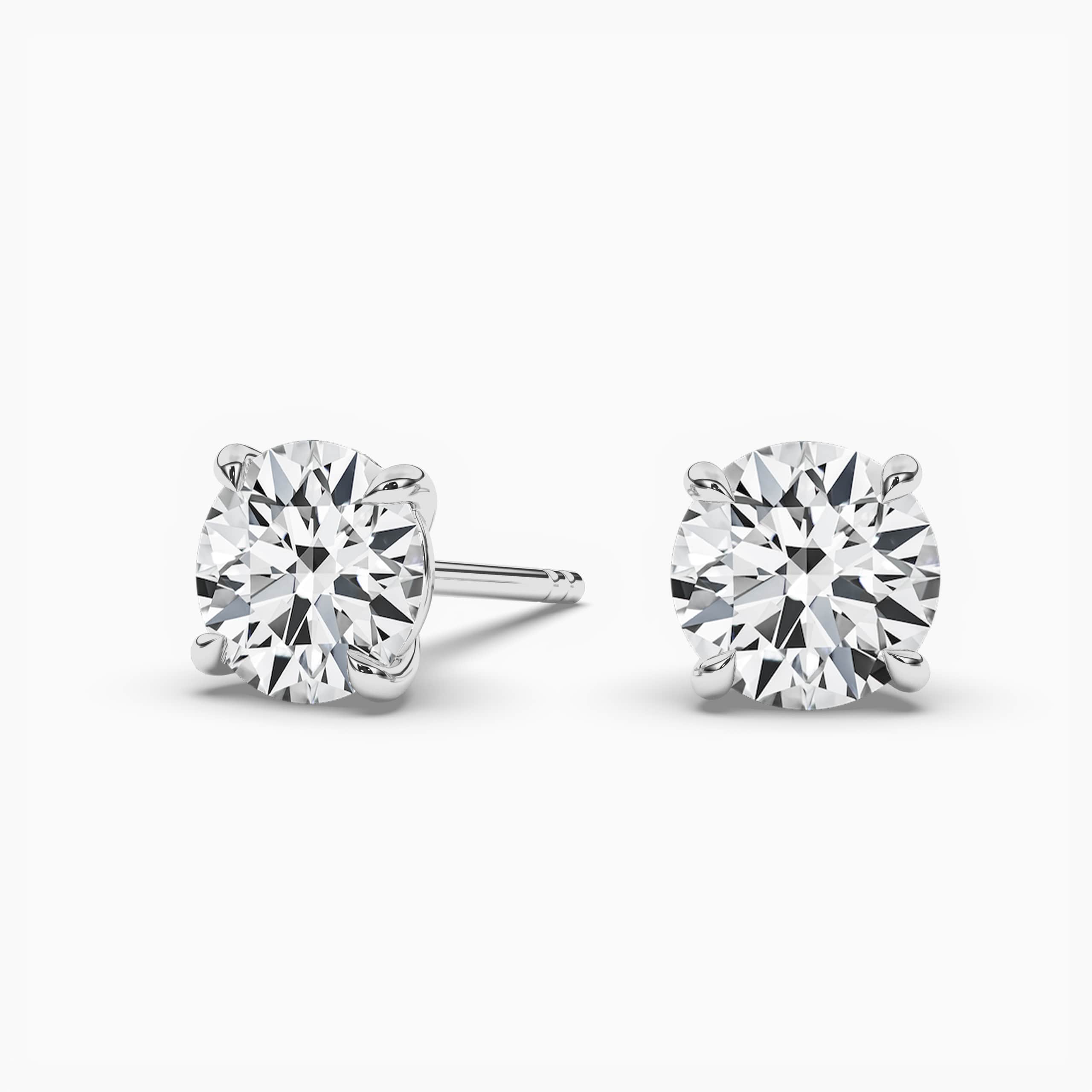 Round Cut Diamond White Gold Stud Earrings